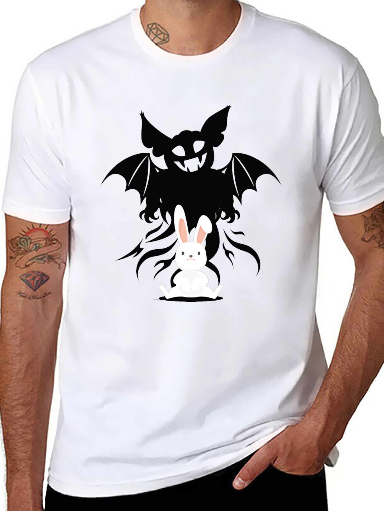 Rabbits Shadow T-Shirt - Dark Humor Design