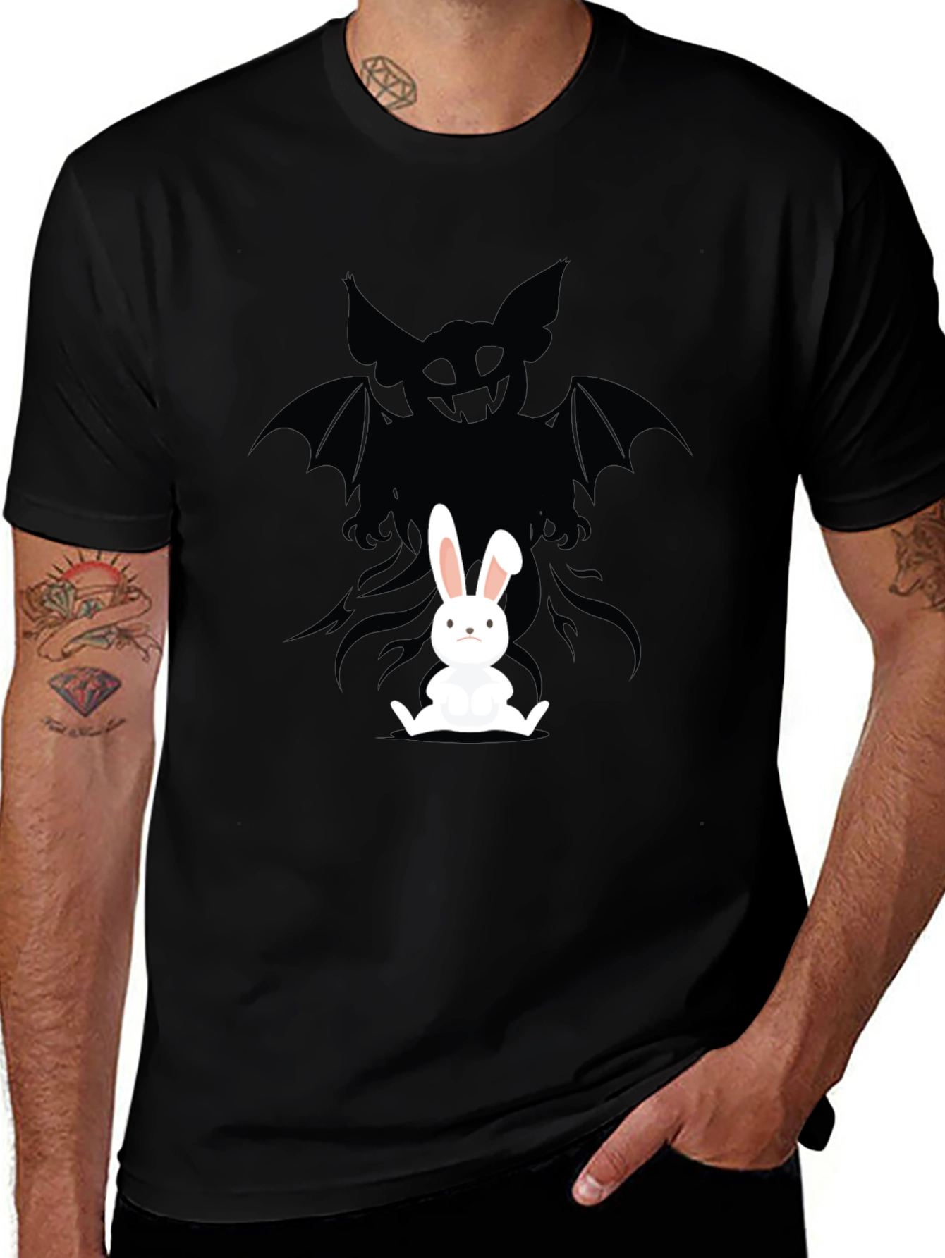 Rabbits Shadow T-Shirt - Dark Humor Design