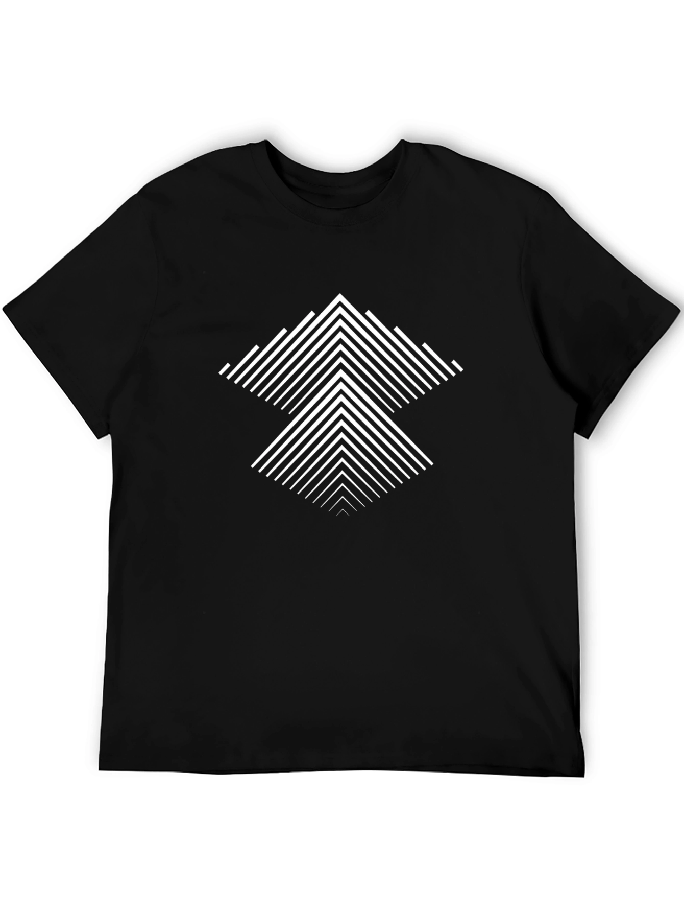 Geometric Arrow Graphic Black Tee - Modern Style