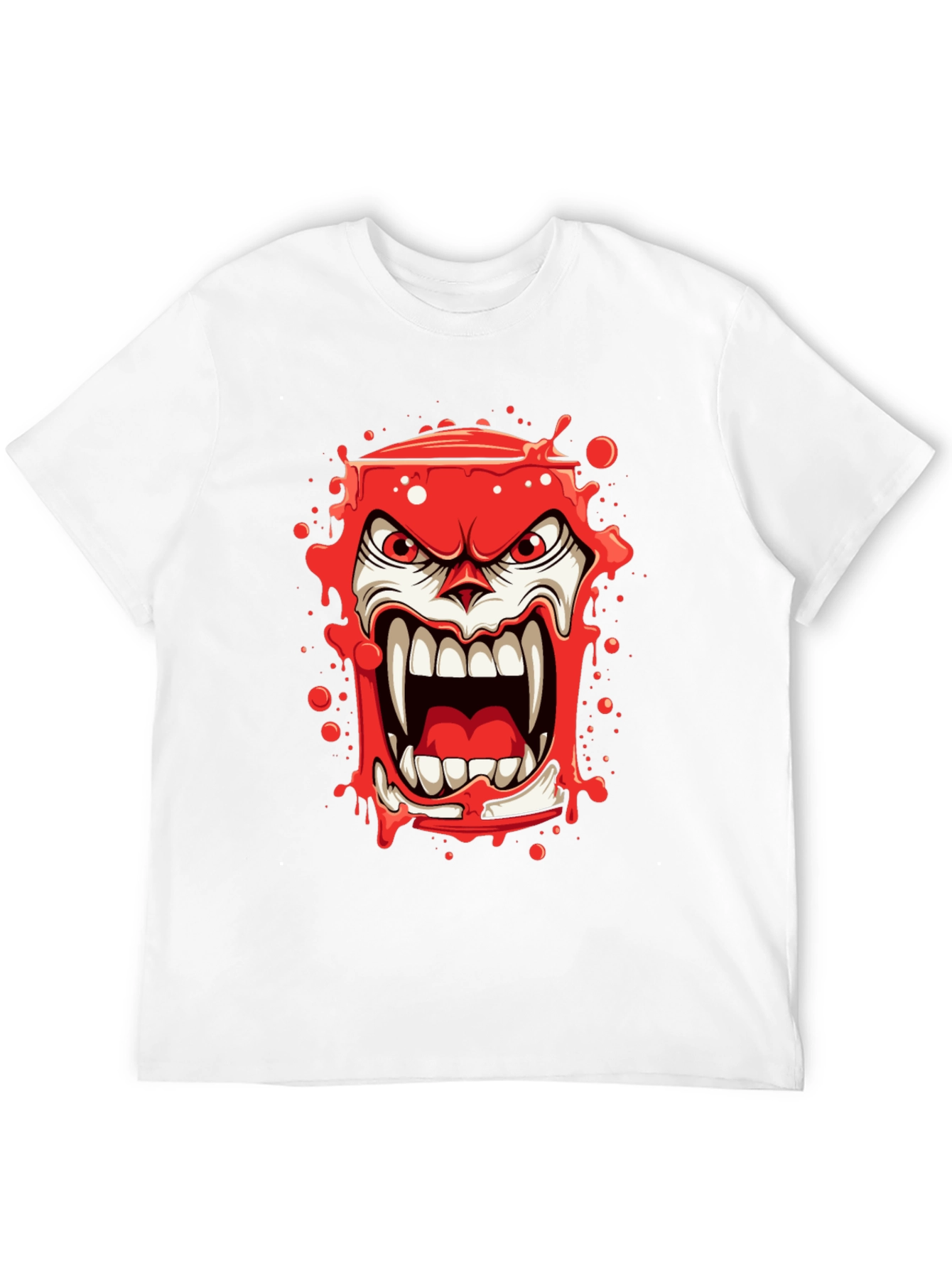 Scary Red Monster Graphic Print Black T-Shirt