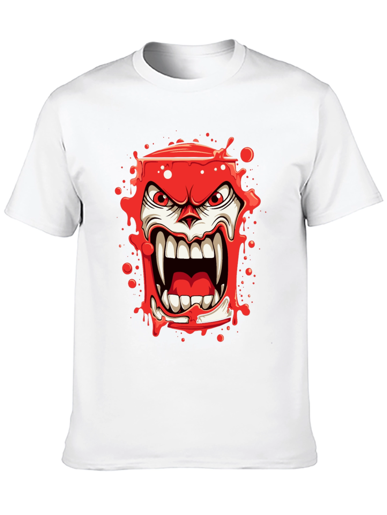 Scary Red Monster Graphic Print Black T-Shirt