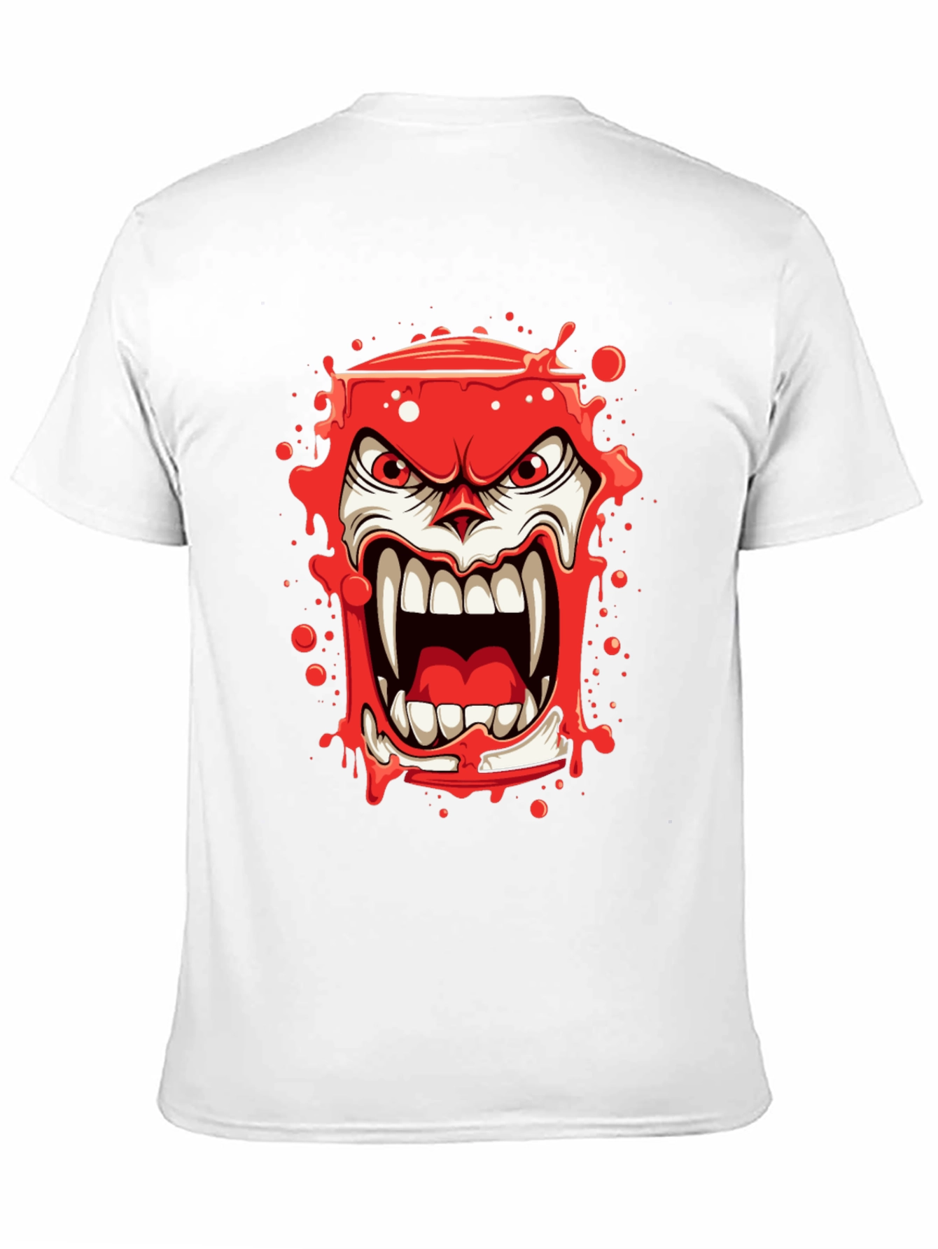 Scary Red Monster Graphic Print Black T-Shirt