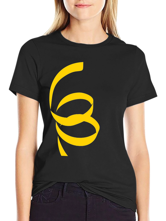 Black T-Shirt with Unique Yellow Ribbon Design