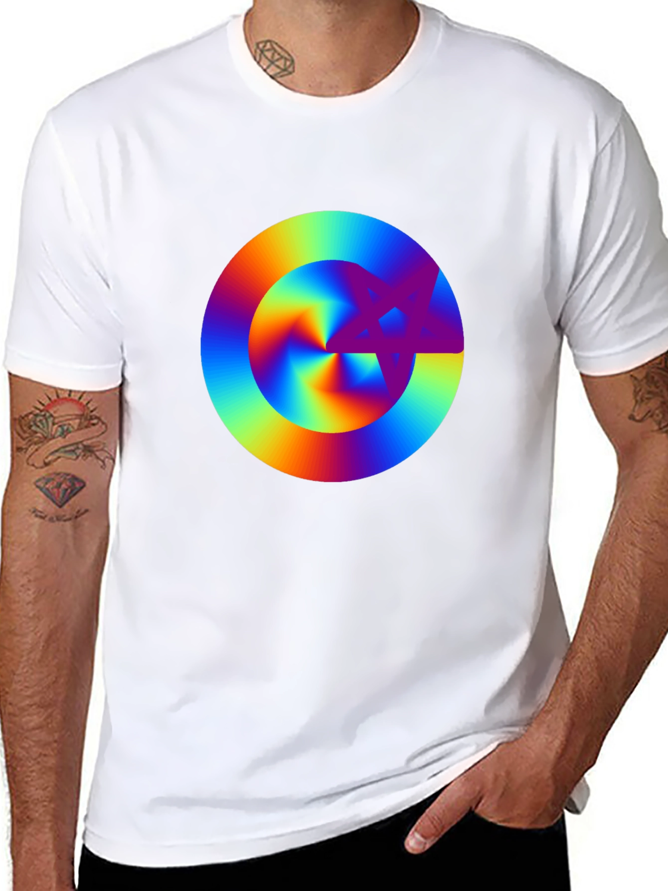 Rainbow Starburst Graphic Black T-Shirt