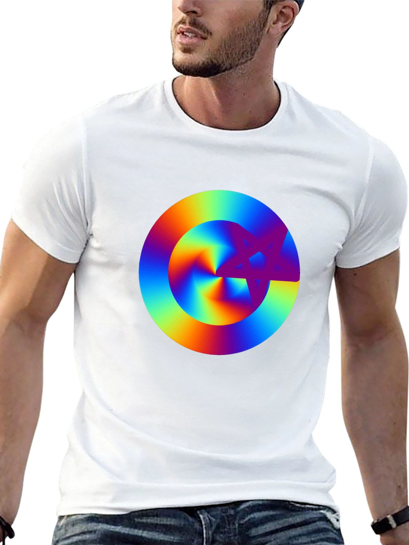 Rainbow Starburst Graphic Black T-Shirt