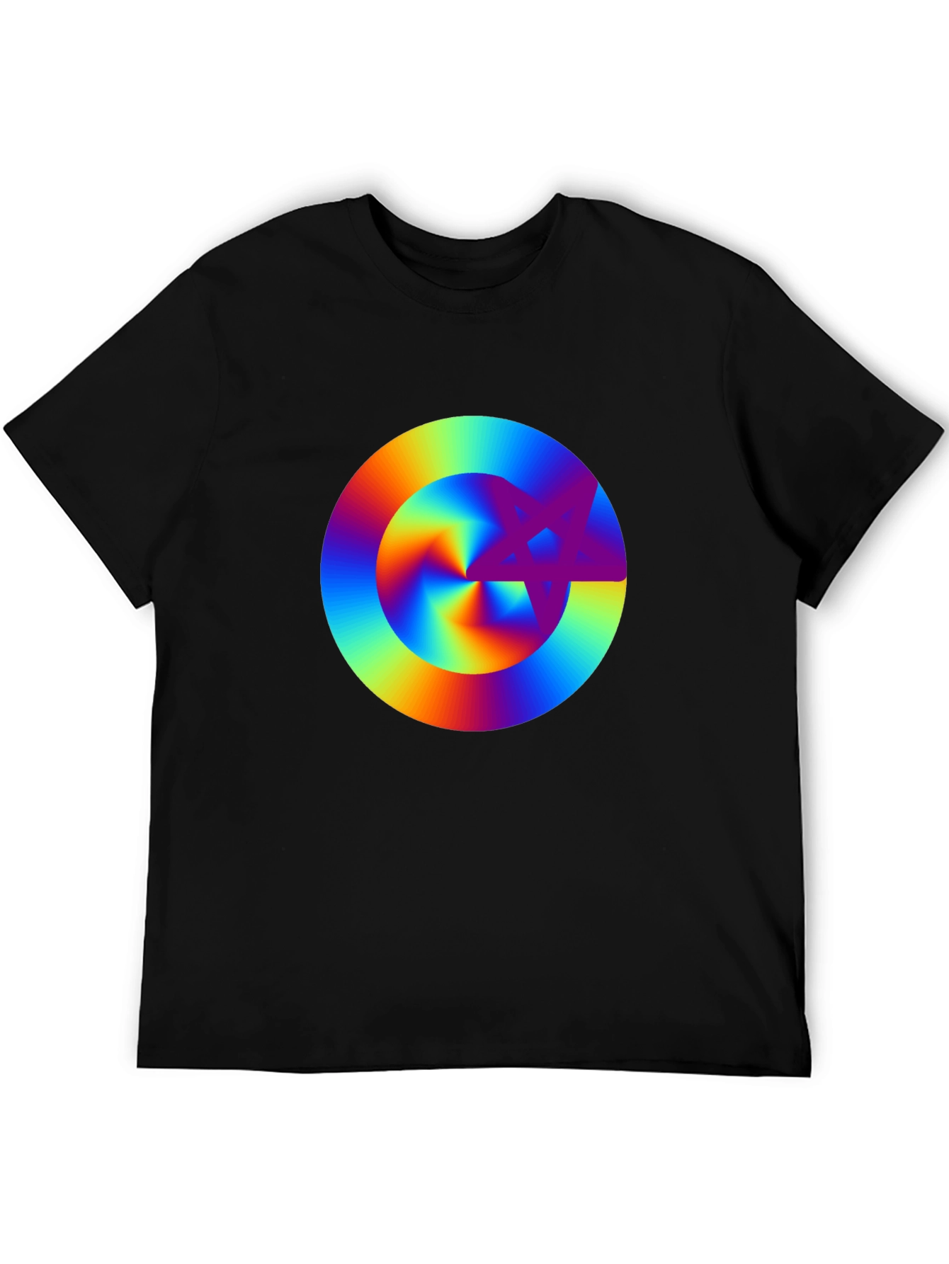 Rainbow Starburst Graphic Black T-Shirt