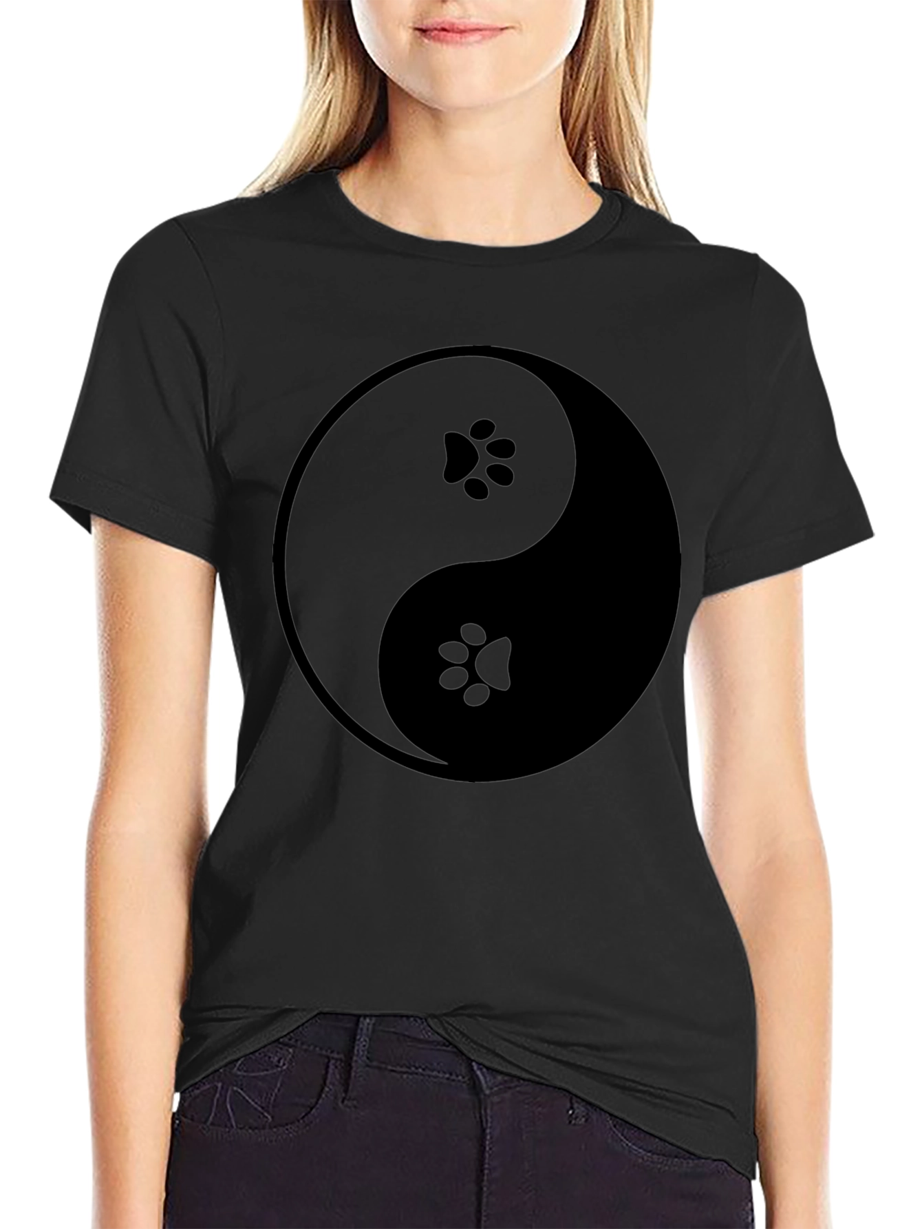 Yin Yang Paw Print T-Shirt - Balance & Style