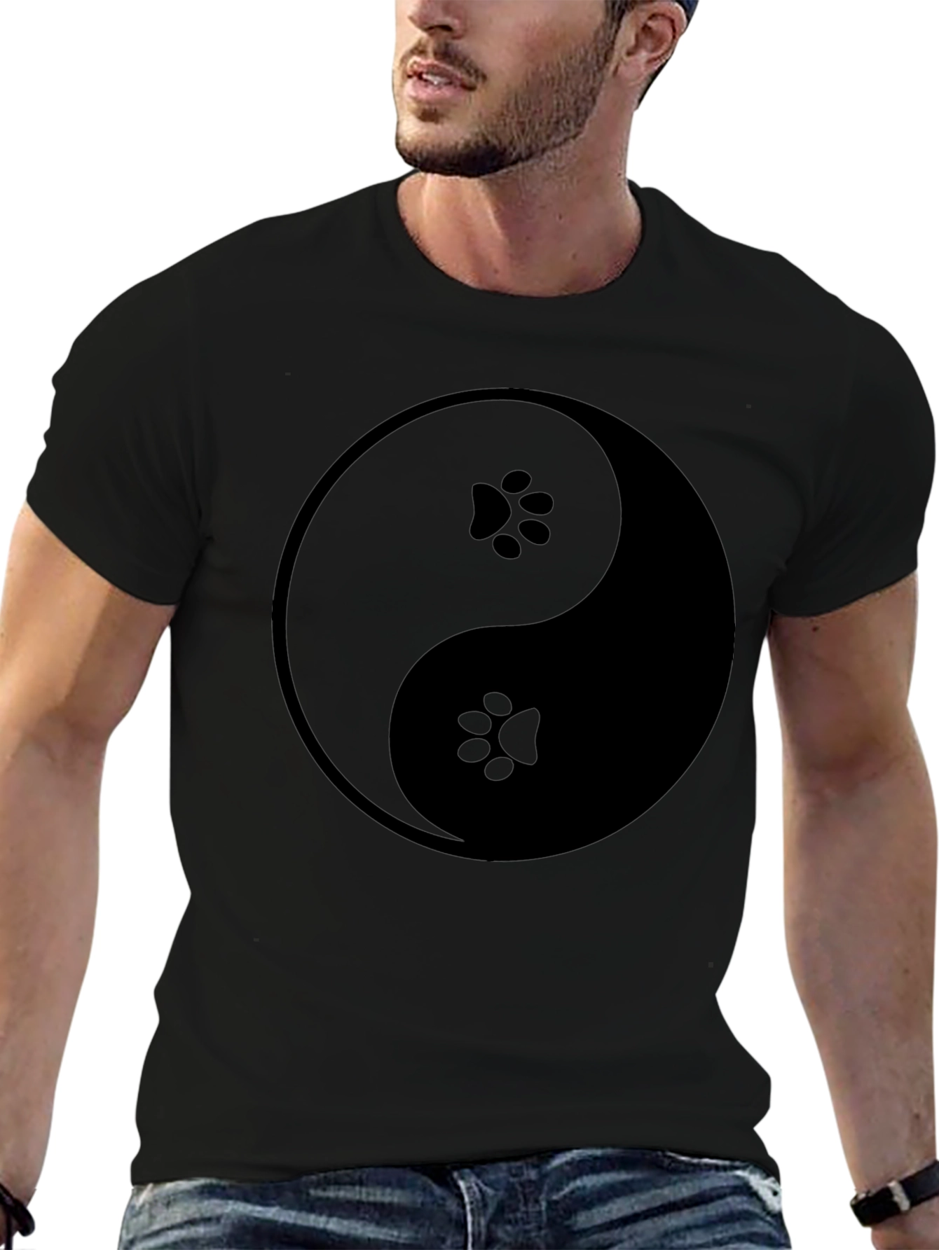 Yin Yang Paw Print T-Shirt - Balance & Style