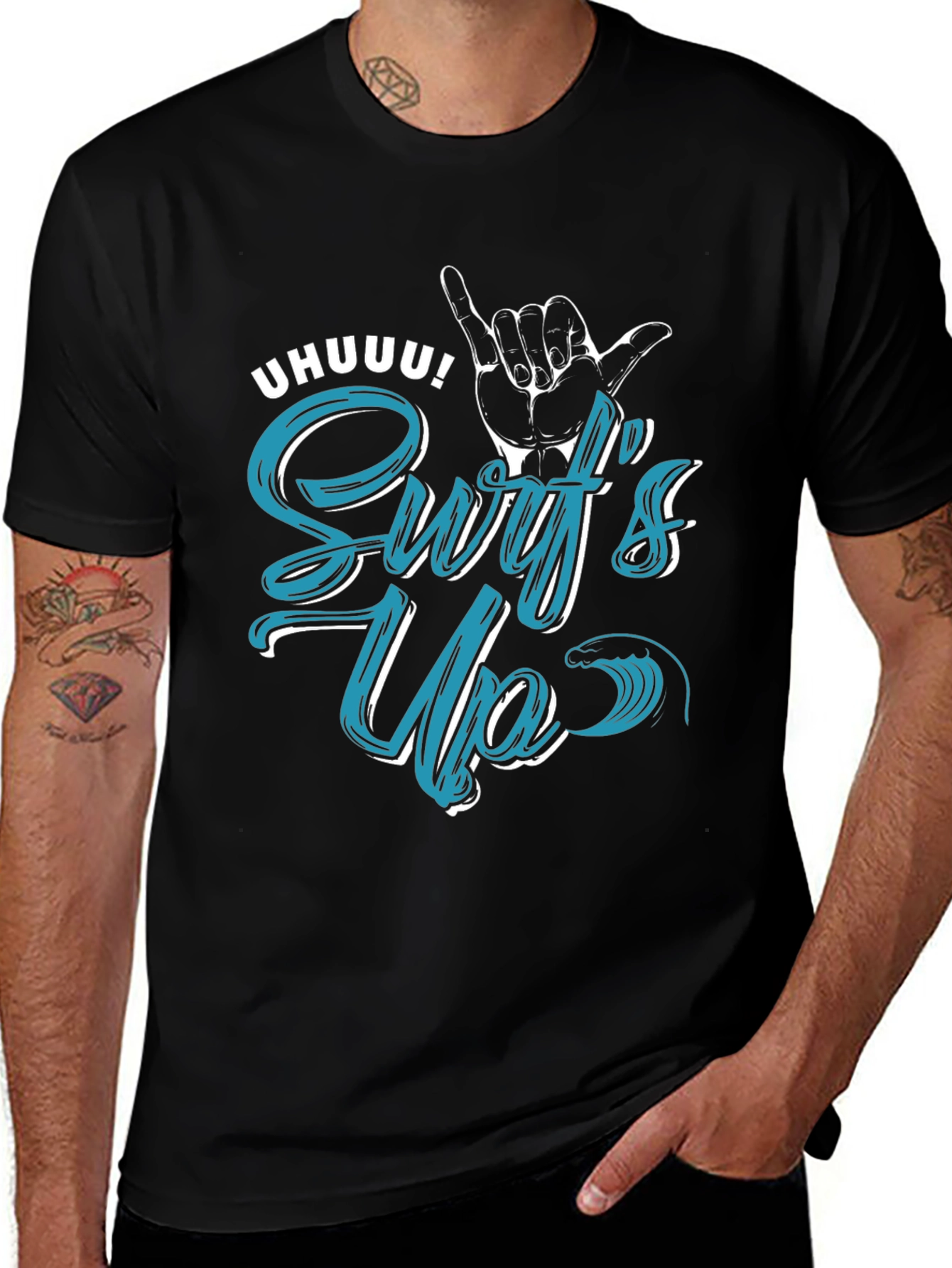 Surfs Up Graphic T-Shirt - Black Casual Tee