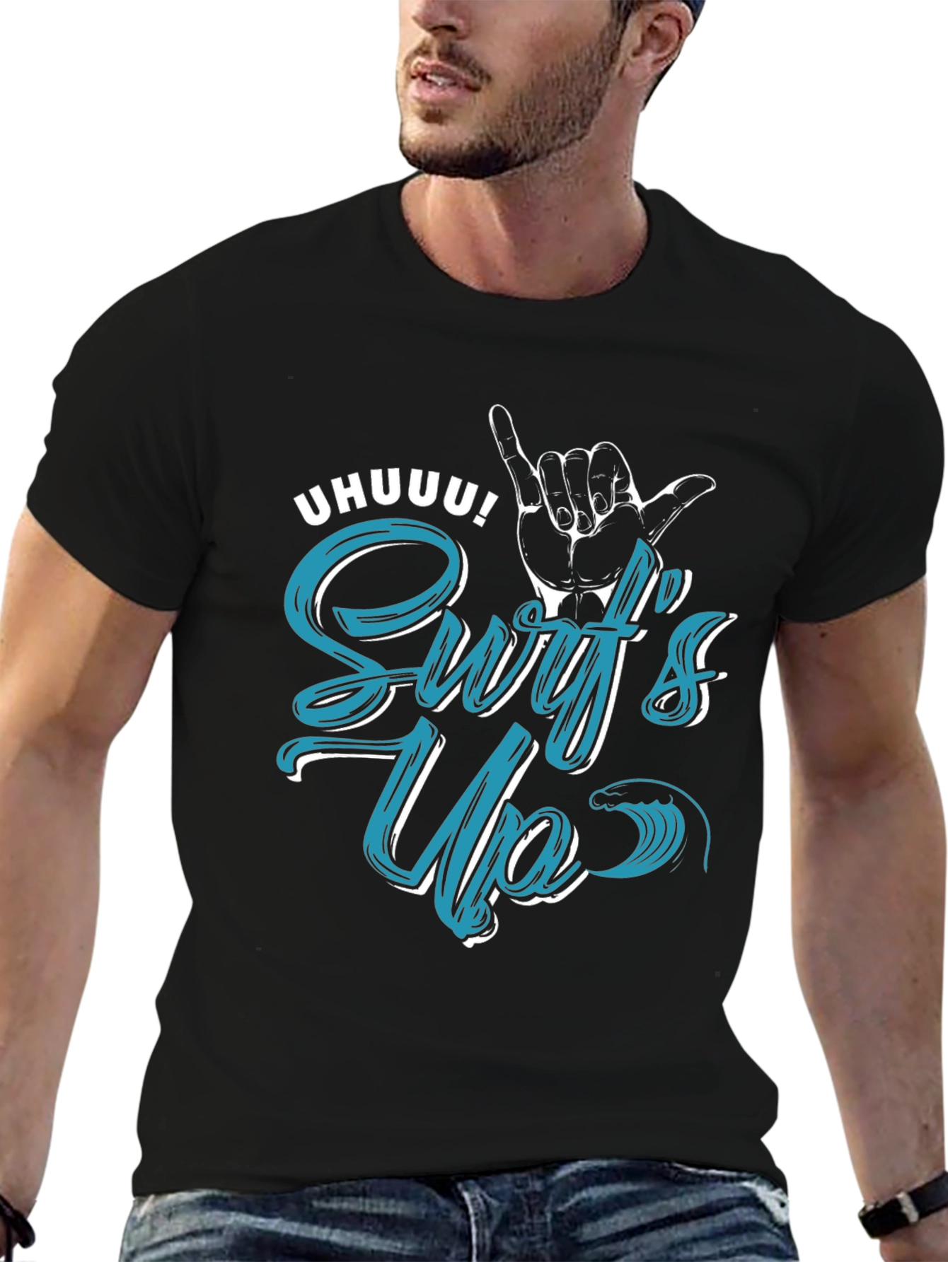 Surfs Up Graphic T-Shirt - Black Casual Tee