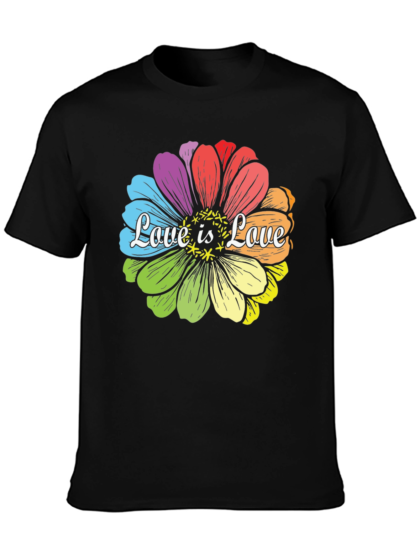 Love is Love Rainbow Flower Graphic T-Shirt