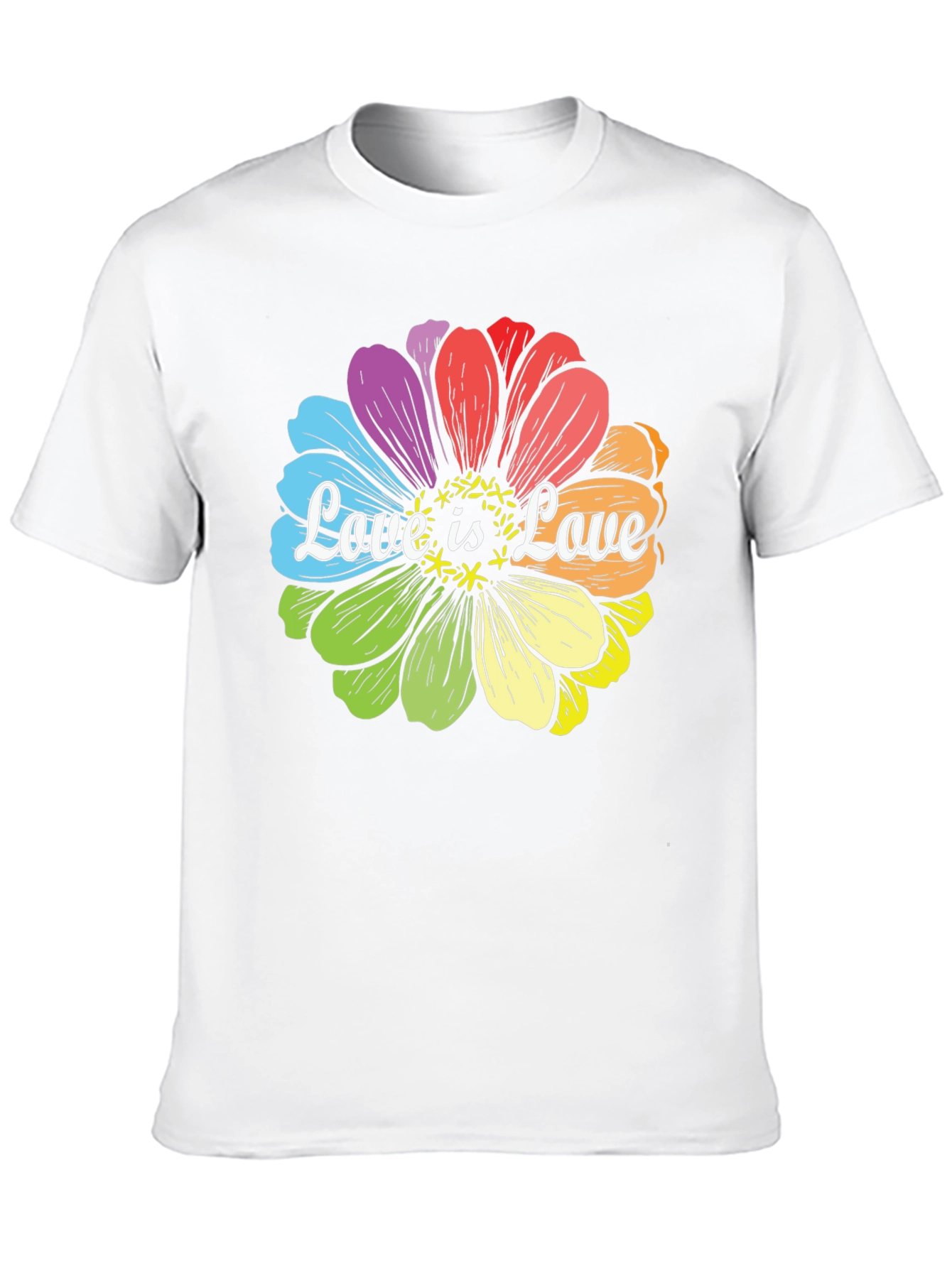 Love is Love Rainbow Flower Graphic T-Shirt