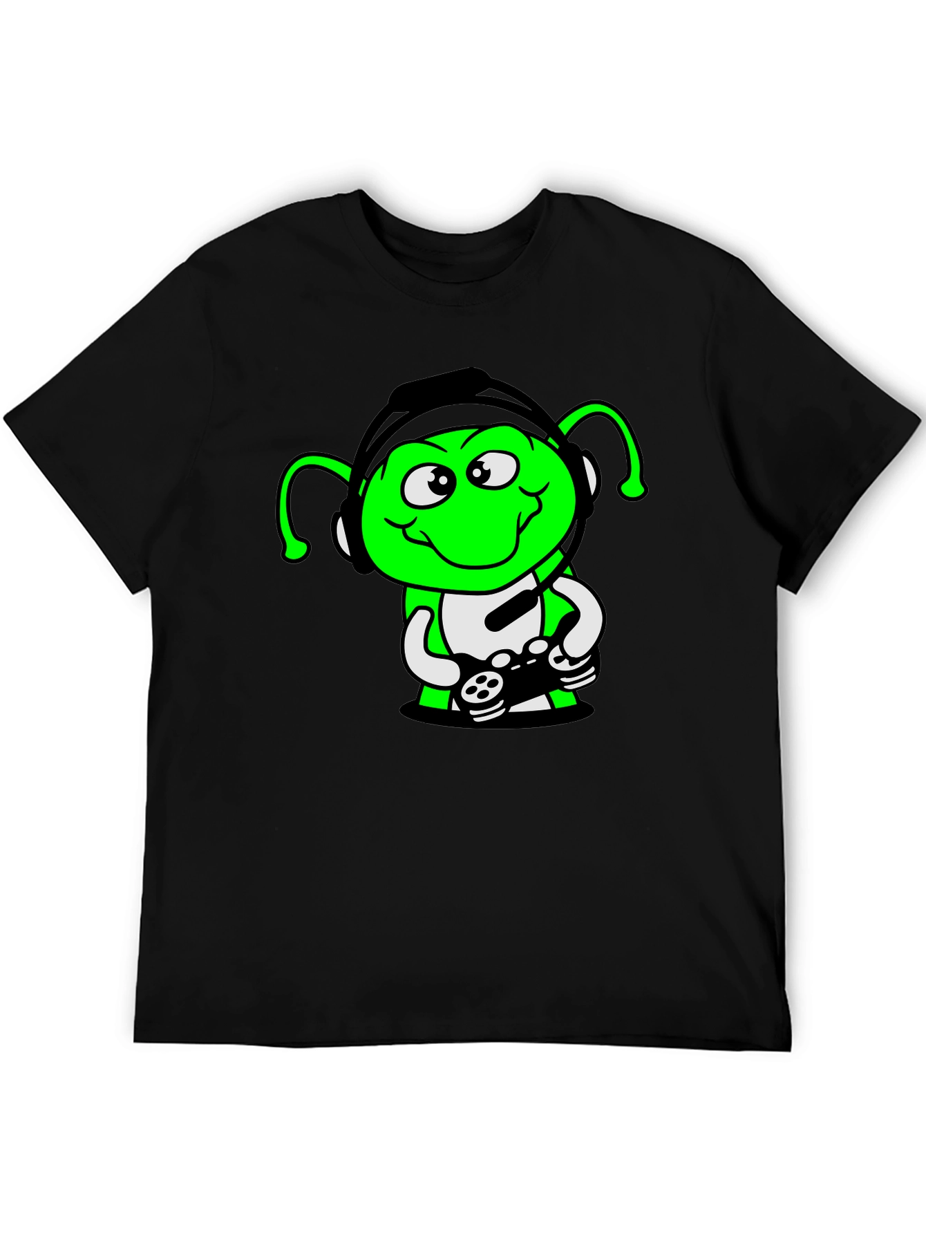 Gamer Alien Graphic T-Shirt - Black Cotton Tee