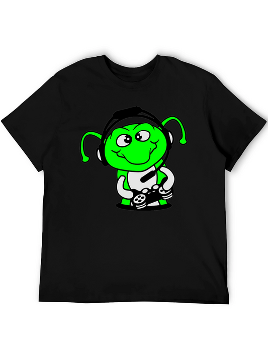 Gamer Alien Graphic T-Shirt - Black Cotton Tee