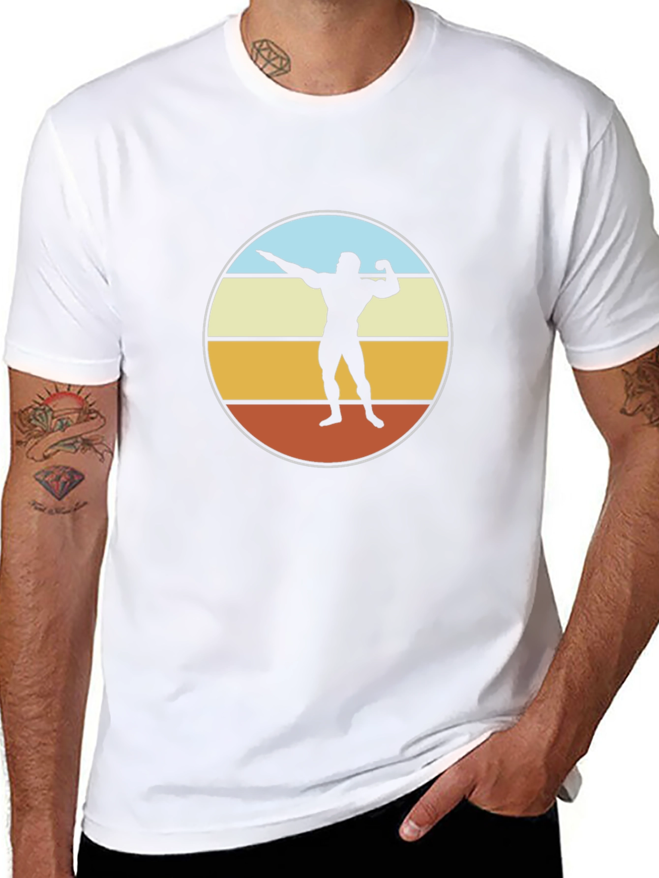 Retro Bodybuilder Graphic Tee - Black