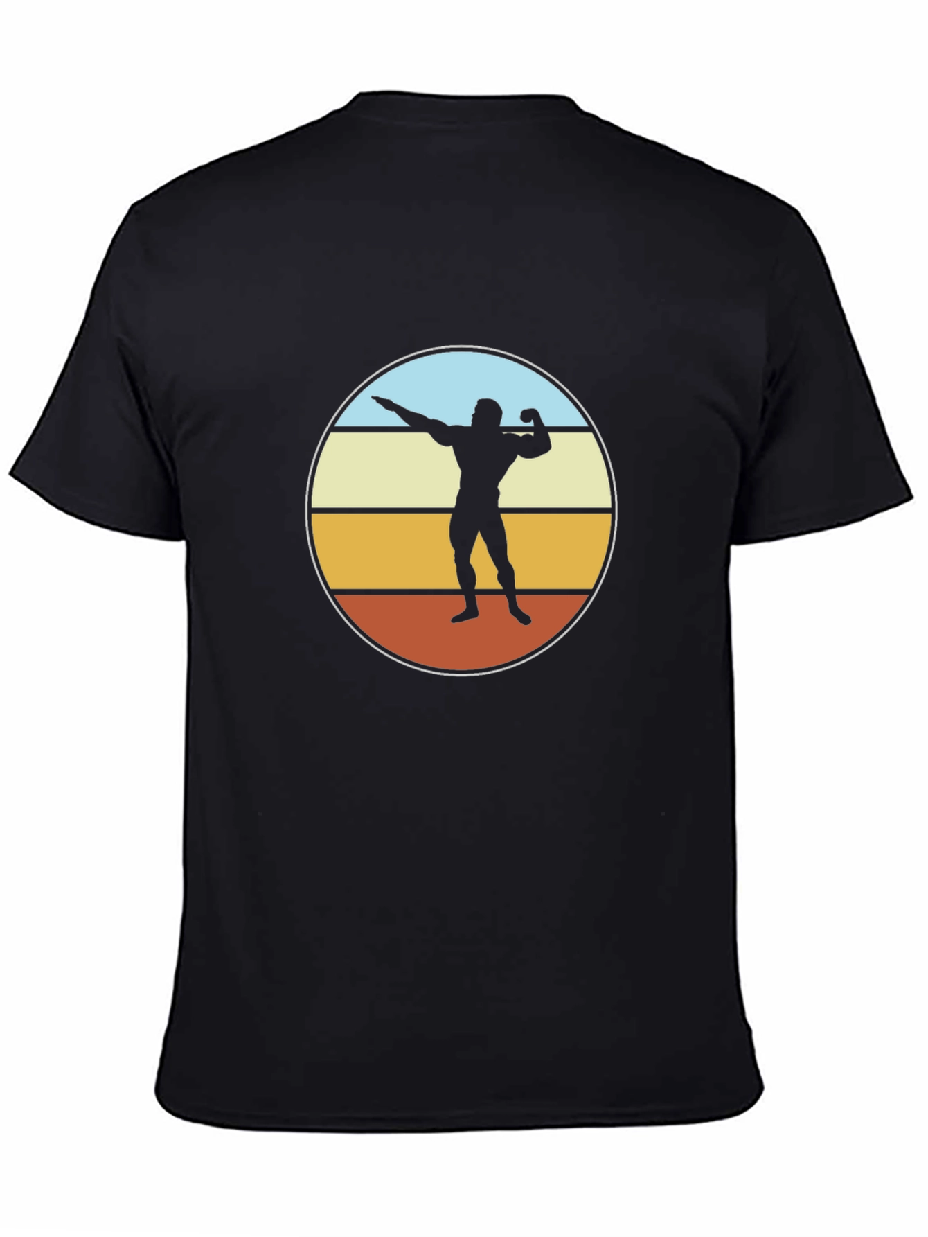 Retro Bodybuilder Graphic Tee - Black