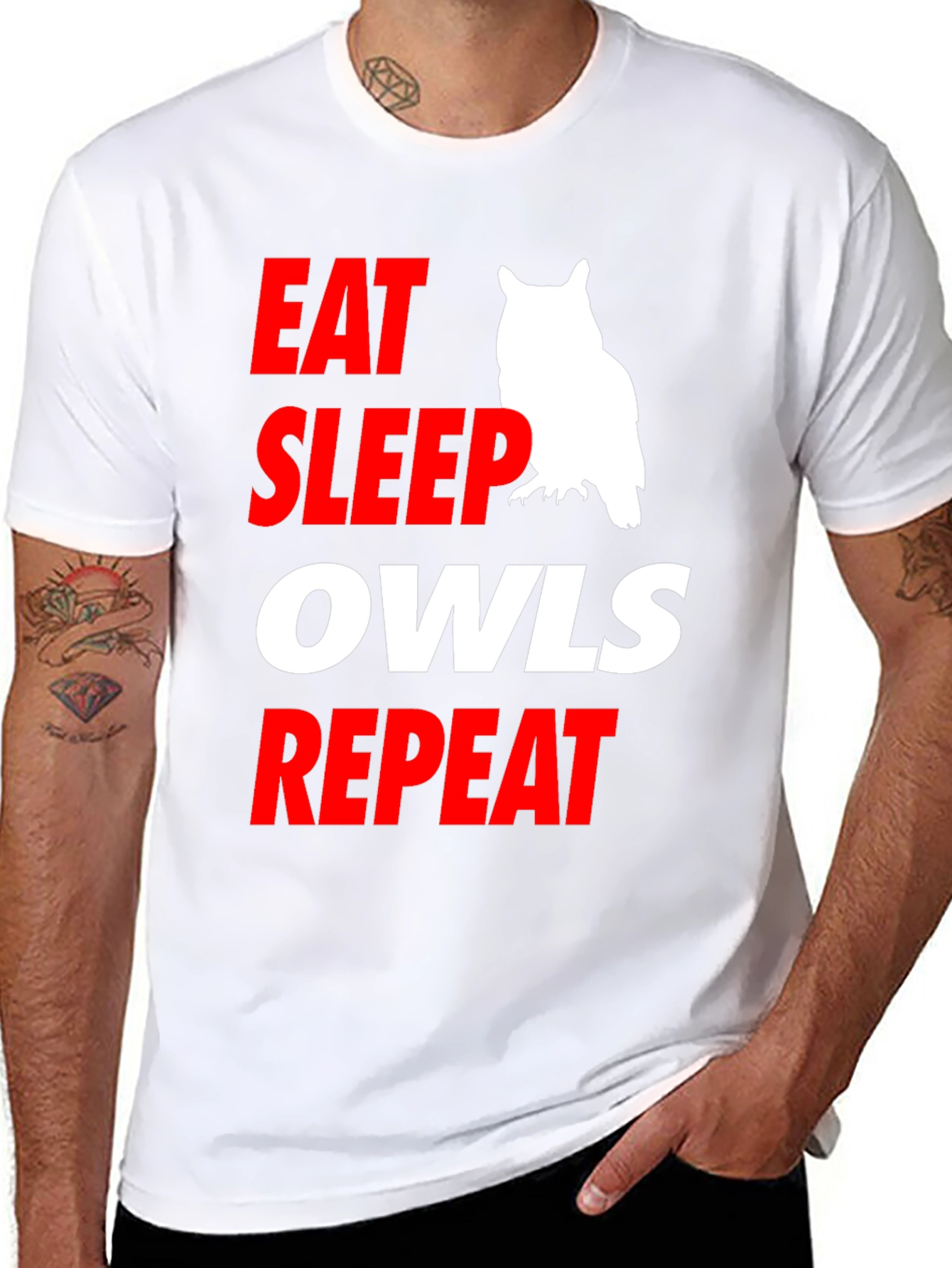 Eat Sleep Owls Repeat Graphic Tee