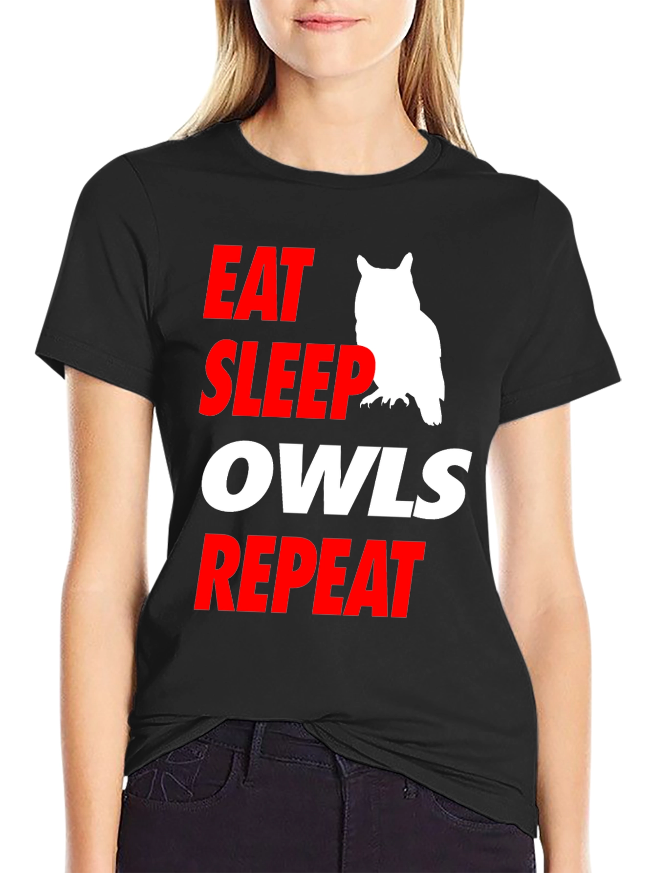 Eat Sleep Owls Repeat Graphic Tee