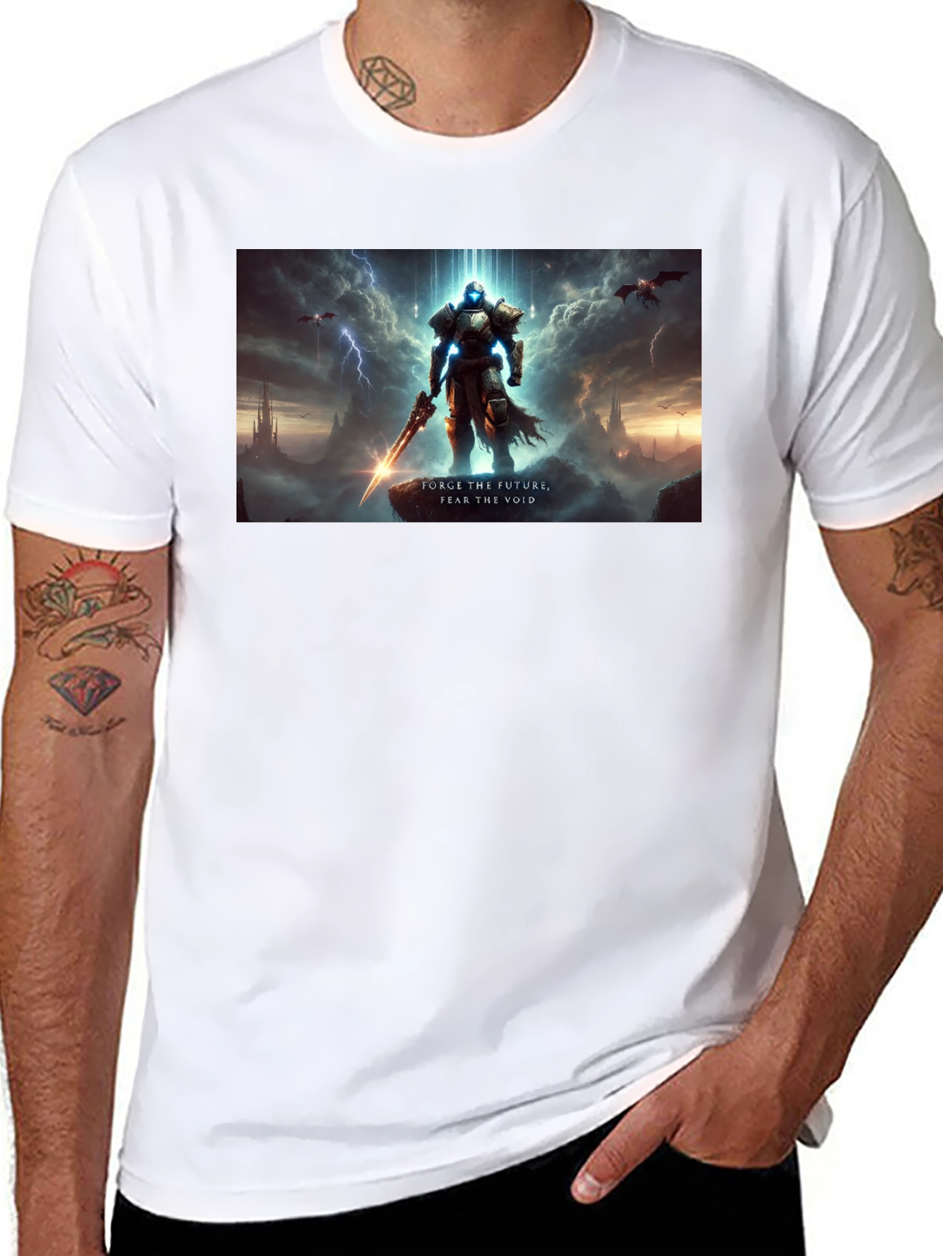 Futuristic Knight T-Shirt - Face the Void!