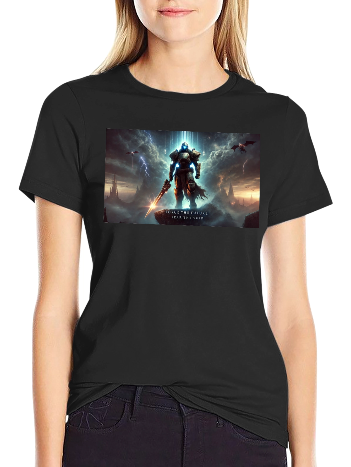 Futuristic Knight T-Shirt - Face the Void!