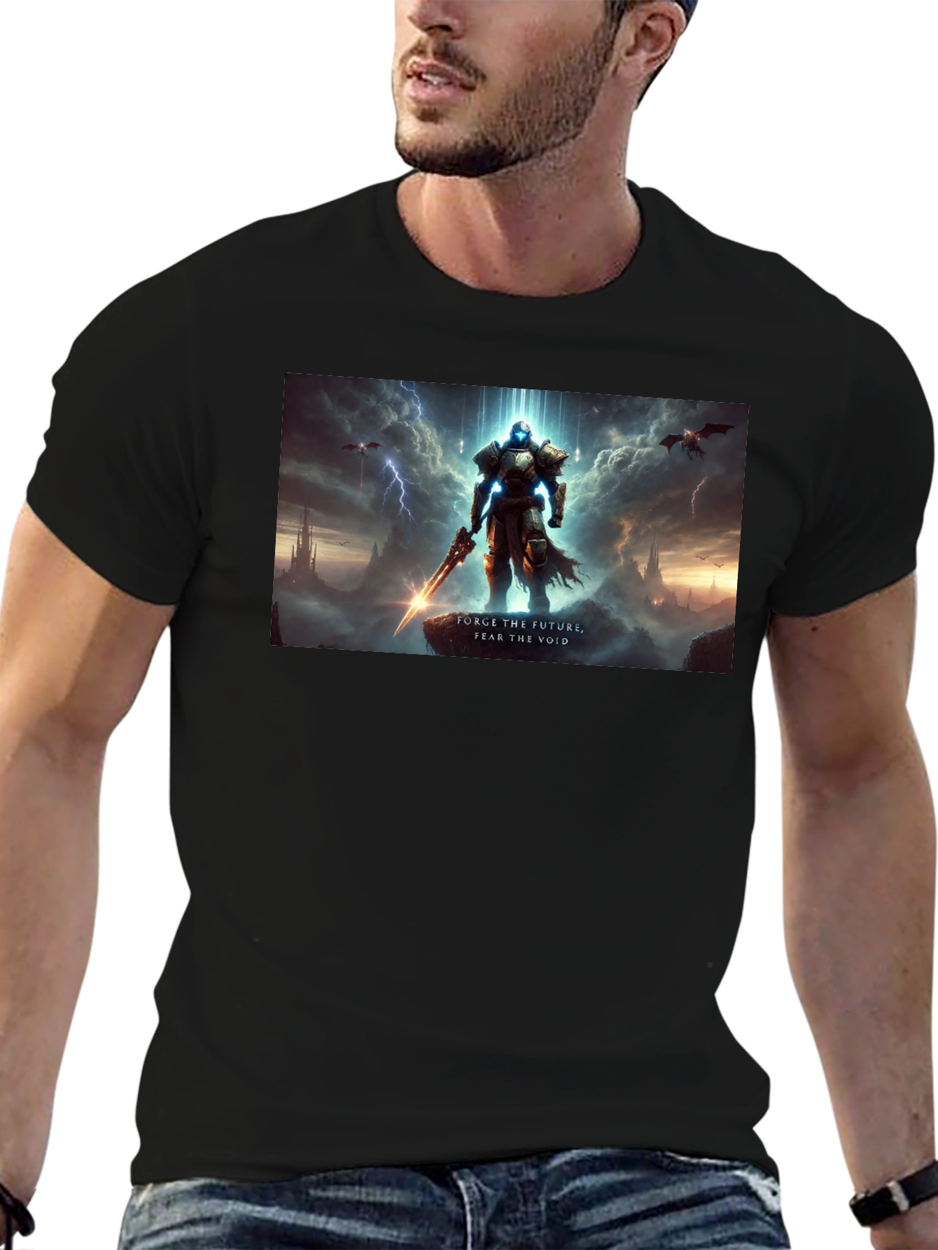 Futuristic Knight T-Shirt - Face the Void!