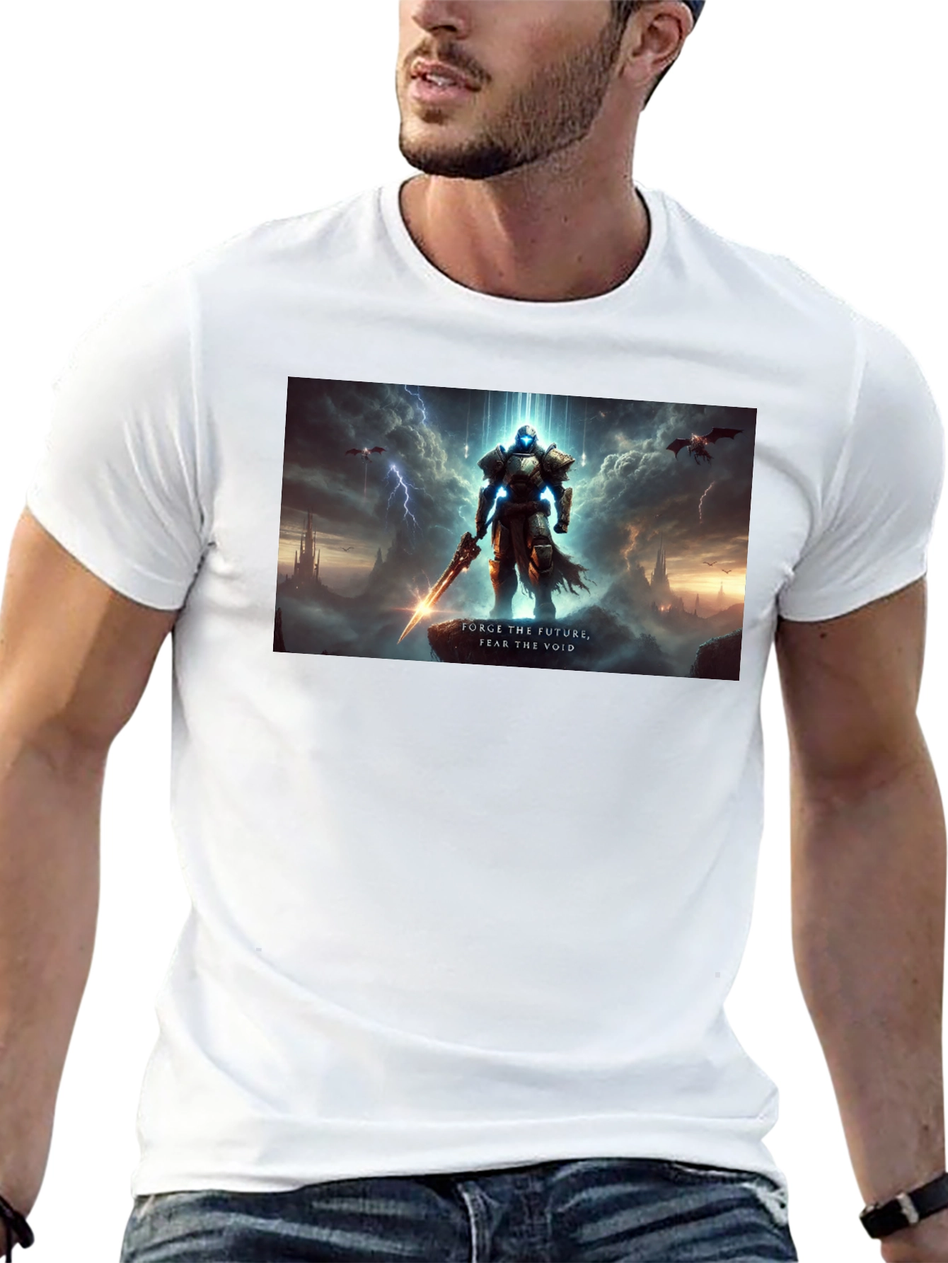 Futuristic Knight T-Shirt - Face the Void!
