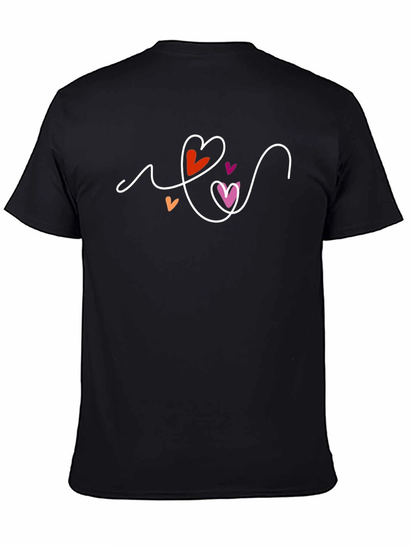 Lesbian Pride Heart Graphic Black T-Shirt