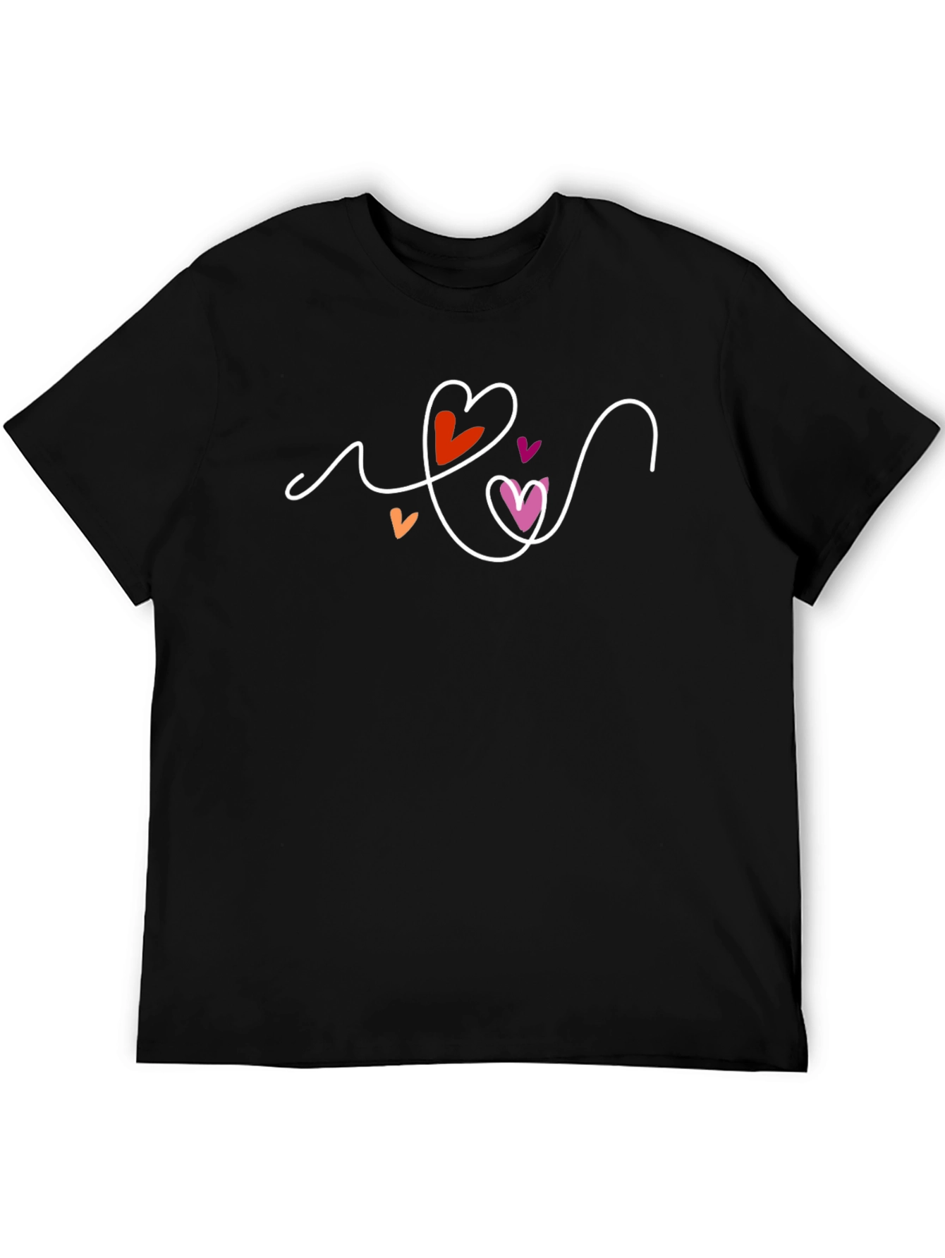 Lesbian Pride Heart Graphic Black T-Shirt