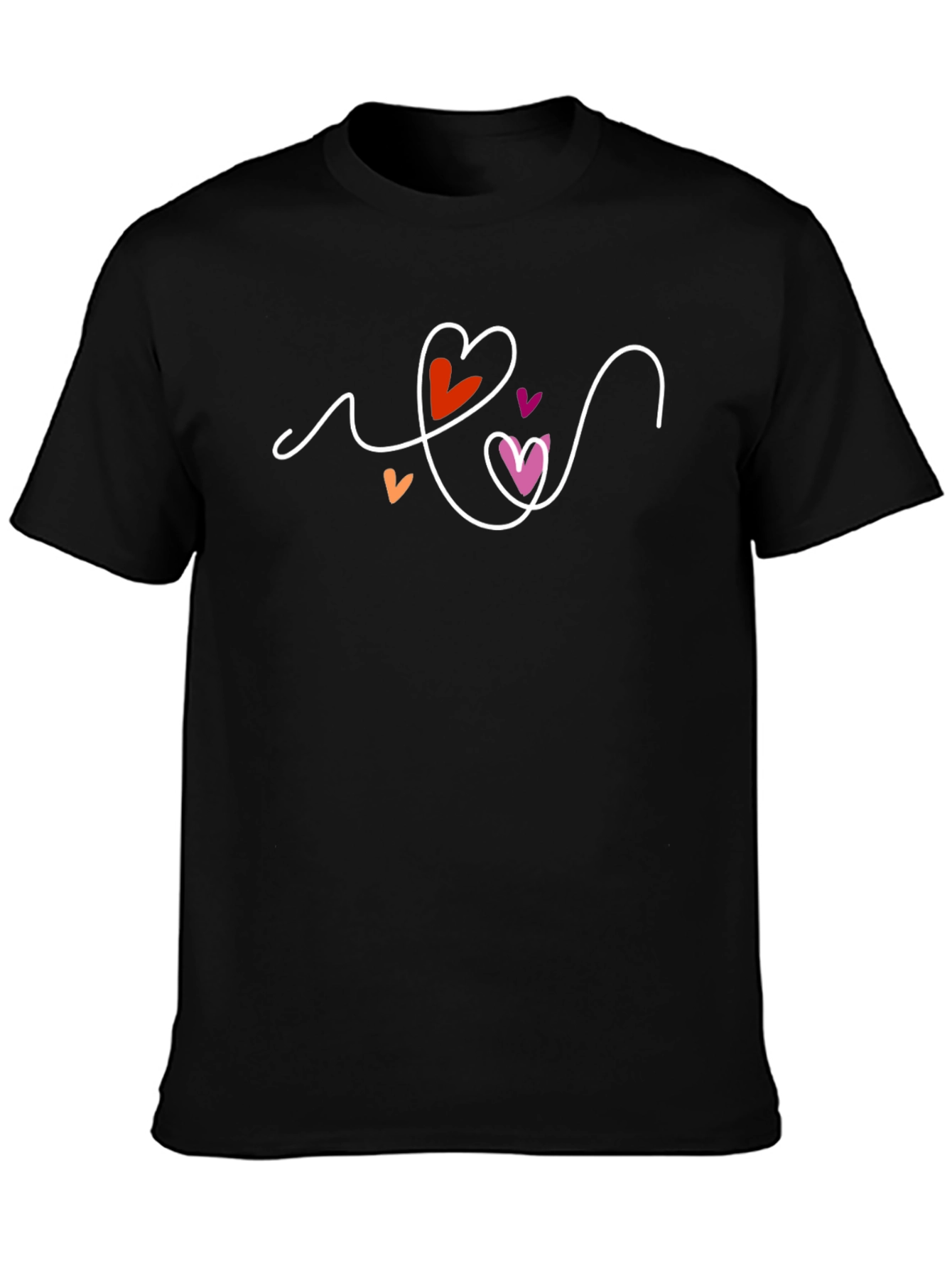 Lesbian Pride Heart Graphic Black T-Shirt