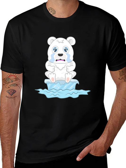 Distressed Polar Bear on Iceberg Graphic T-Shirt