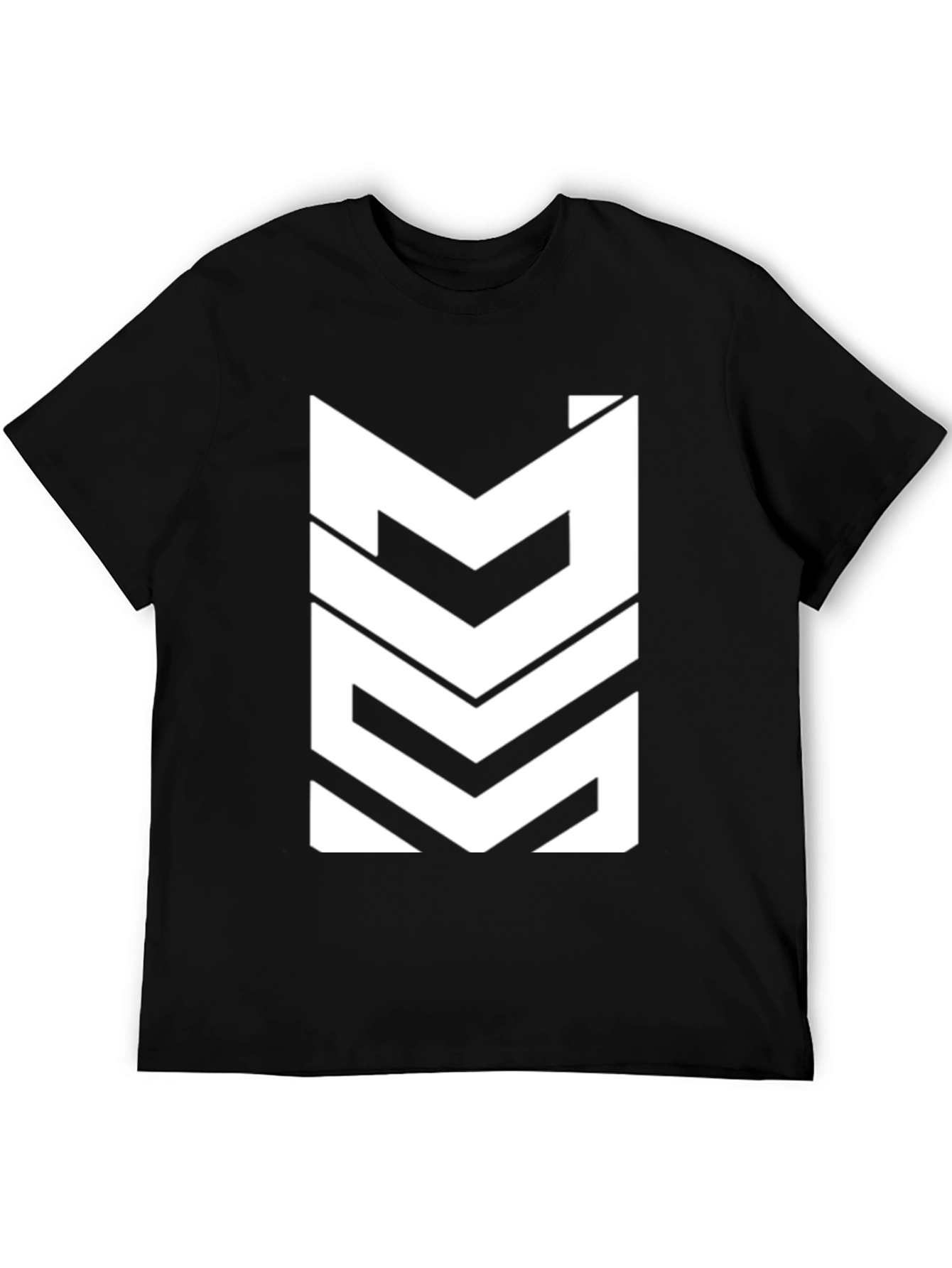 Modern White Graphic Print Black T-Shirt