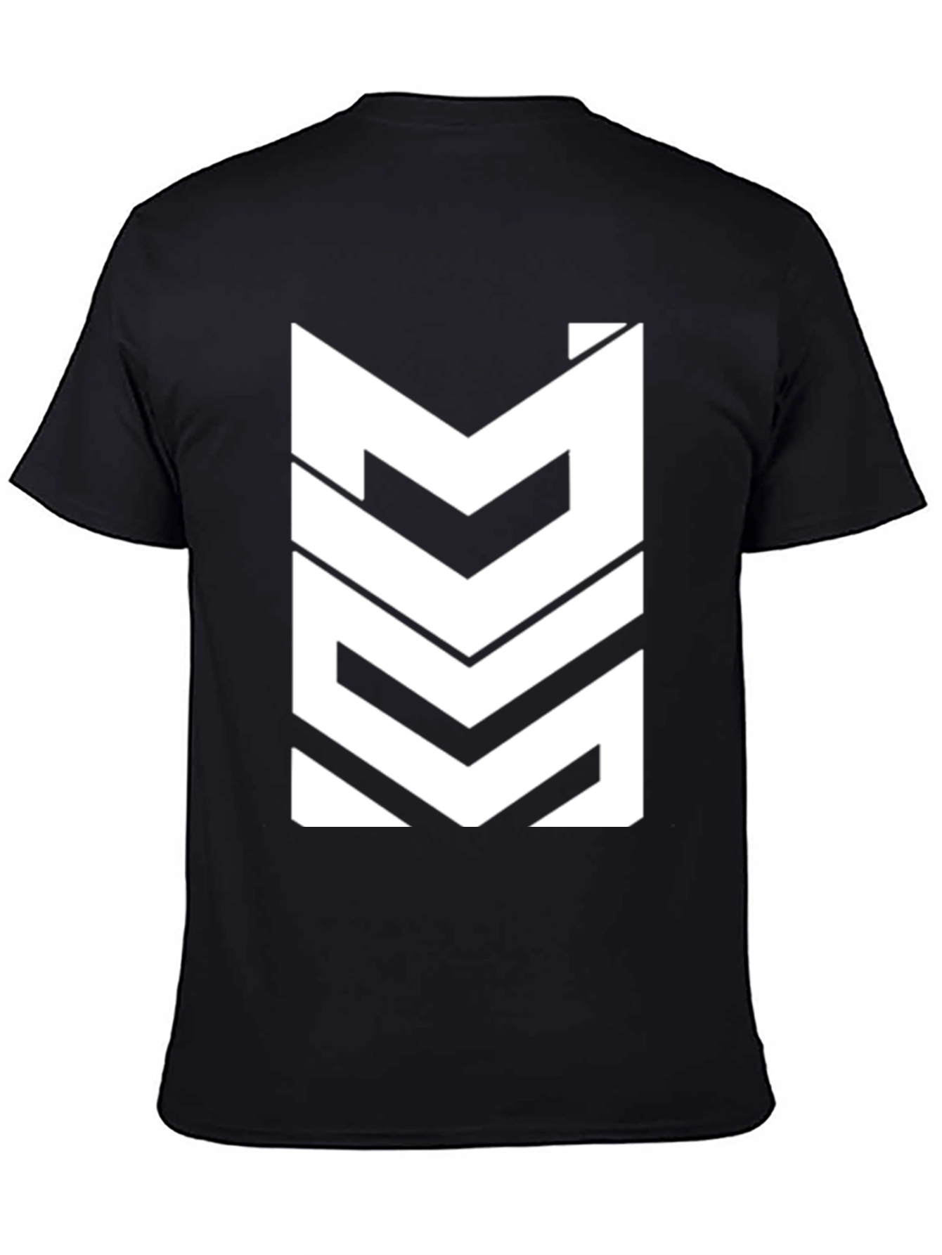 Modern White Graphic Print Black T-Shirt