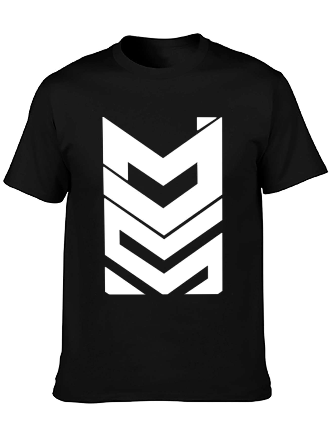 Modern White Graphic Print Black T-Shirt