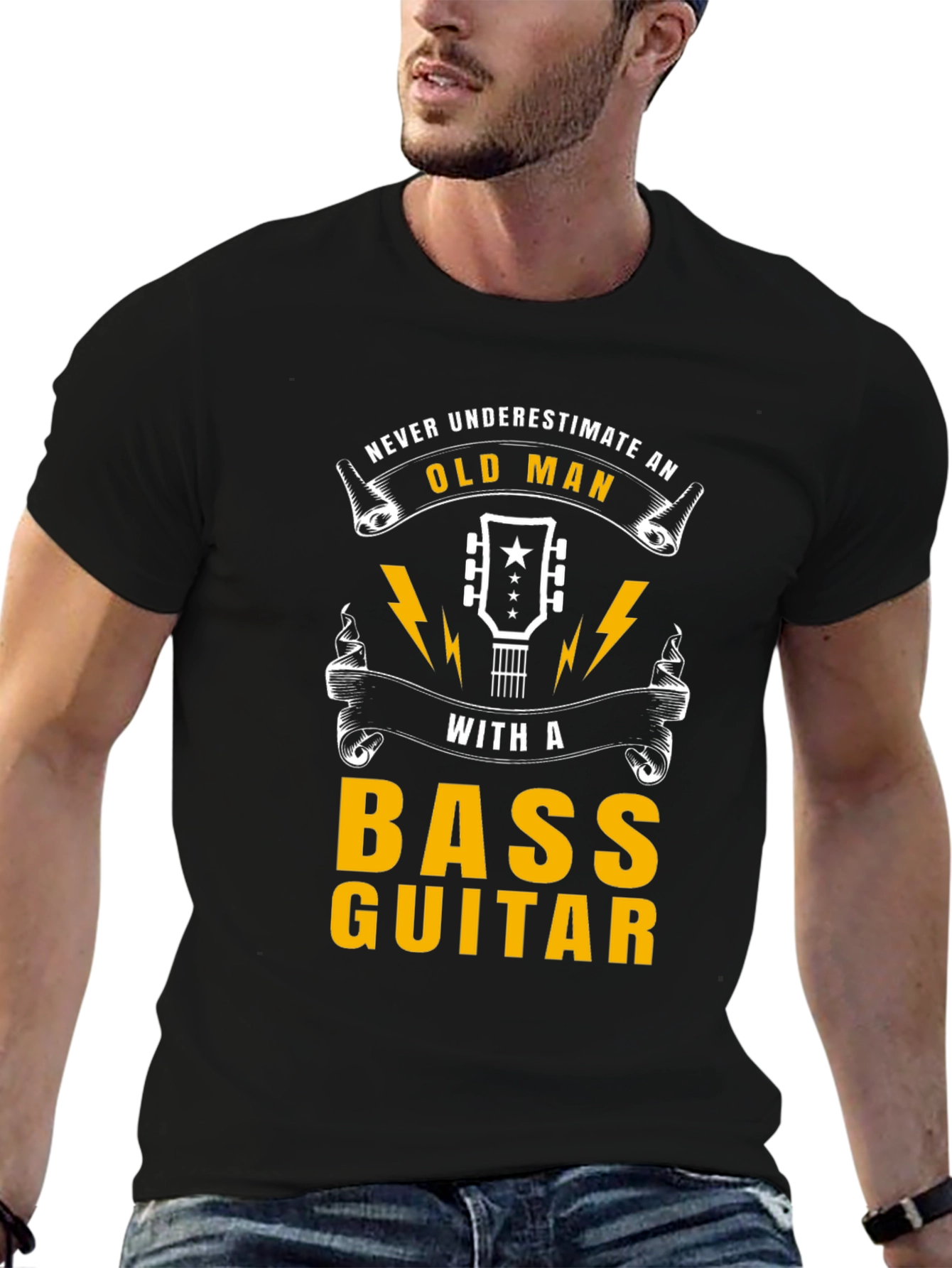 Never Underestimate Old Man With Bass Guitar T-Shirt