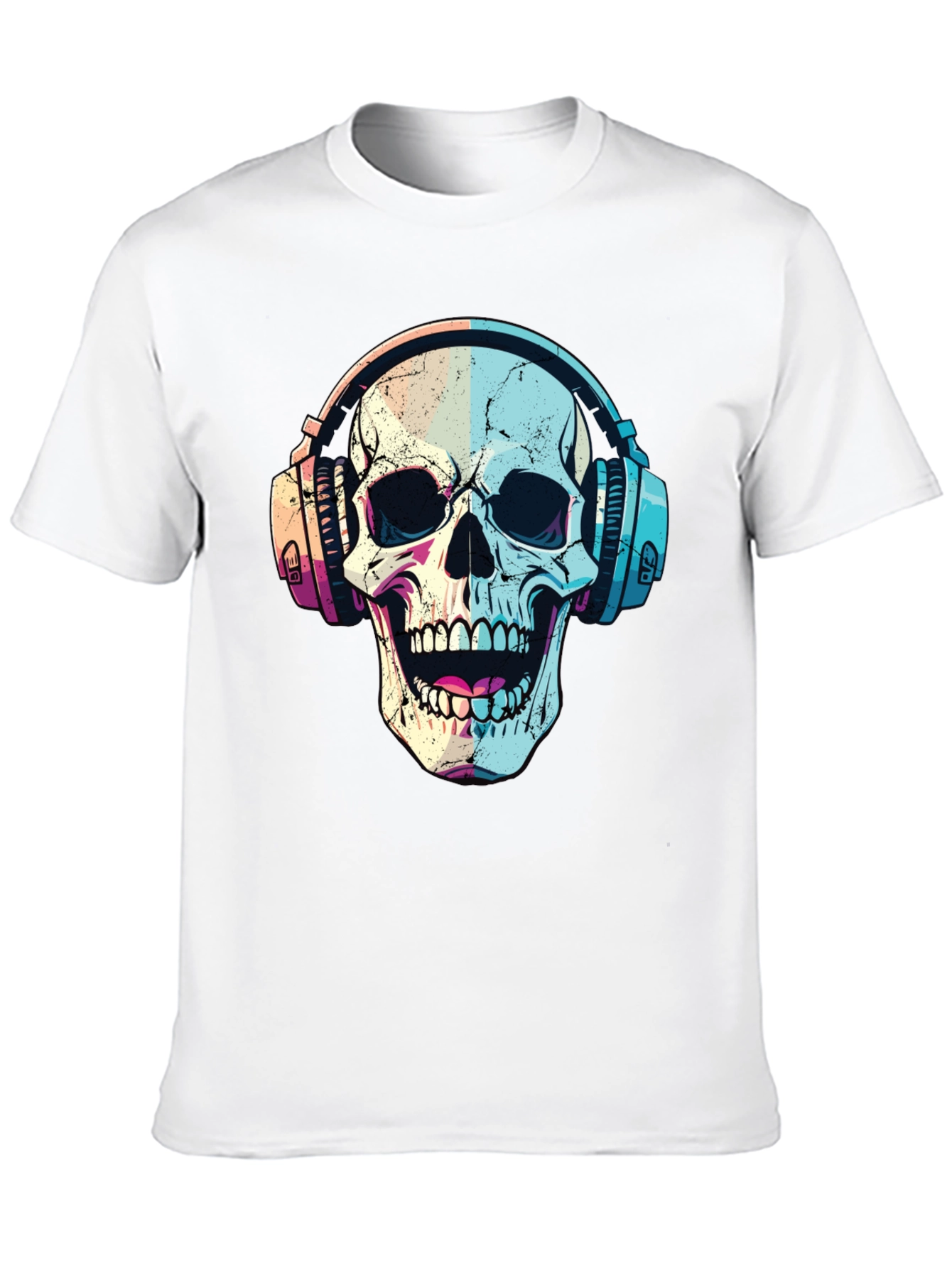 Skull with Headphones Graphic T-Shirt