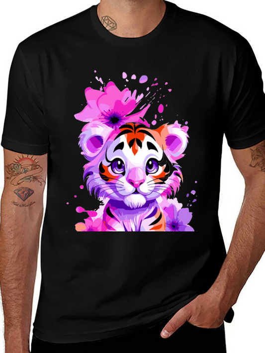 Floral Tiger Graphic Tee - Unique Design