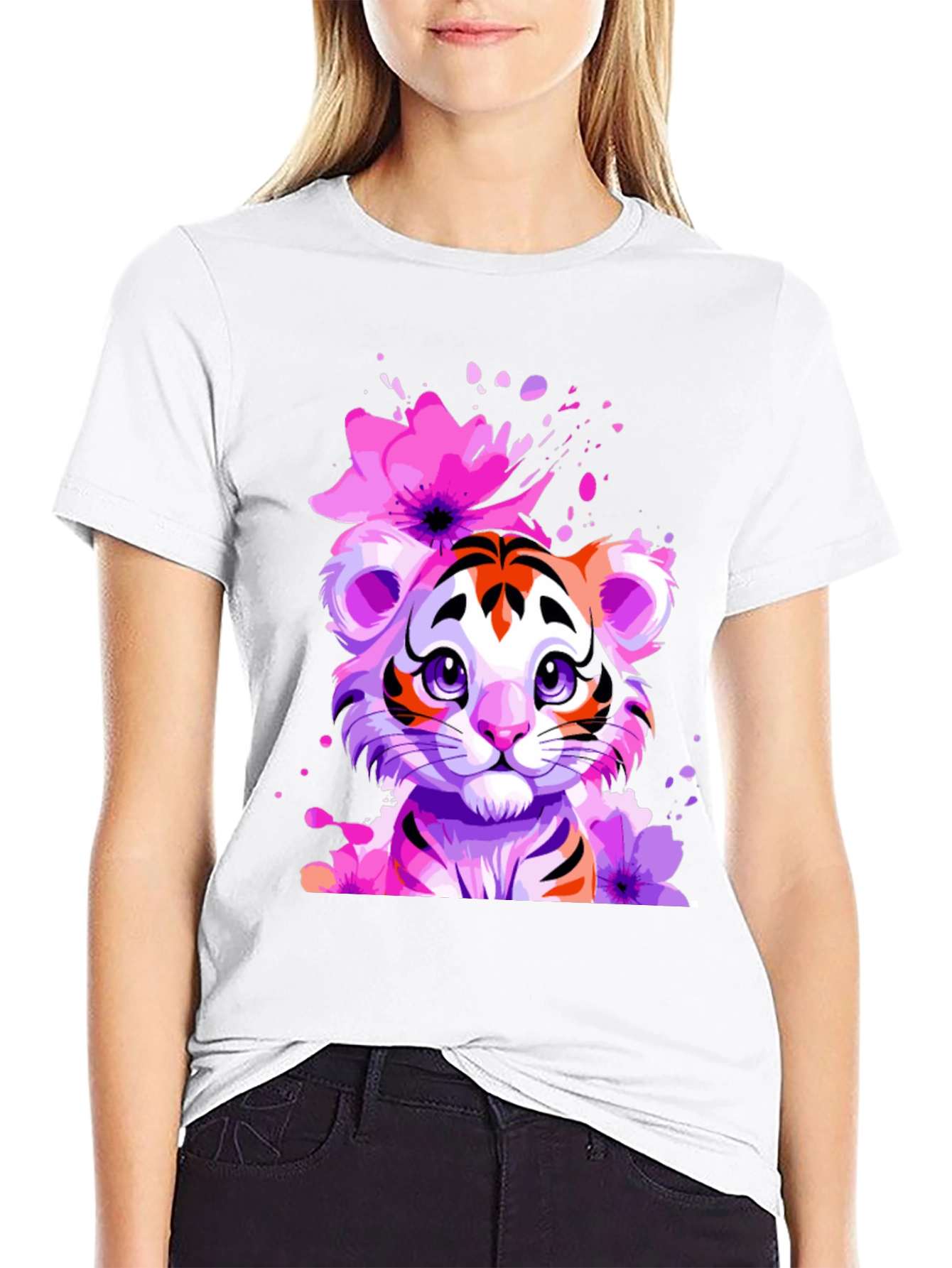Floral Tiger Graphic Tee - Unique Design