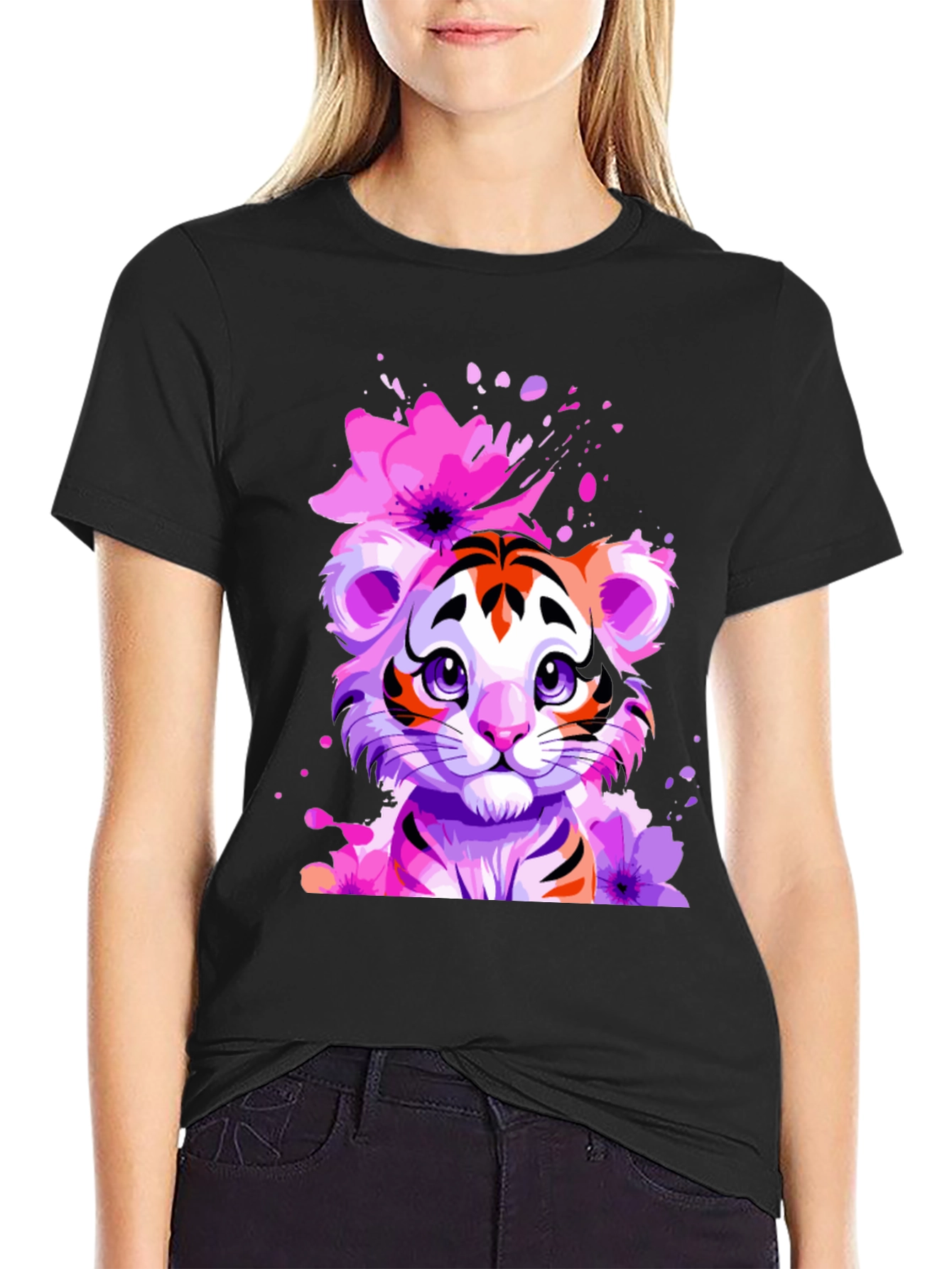 Floral Tiger Graphic Tee - Unique Design