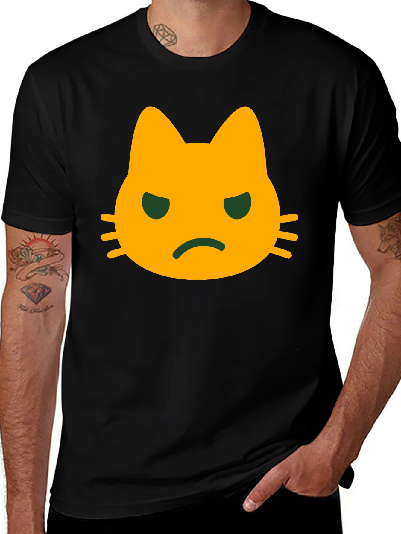 Grumpy Cat Face T-Shirt - Black Cotton Tee