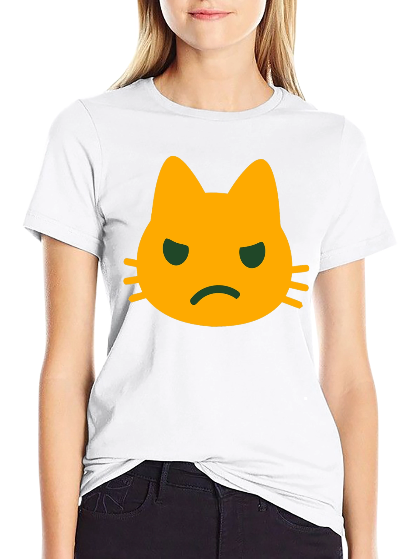 Grumpy Cat Face T-Shirt - Black Cotton Tee