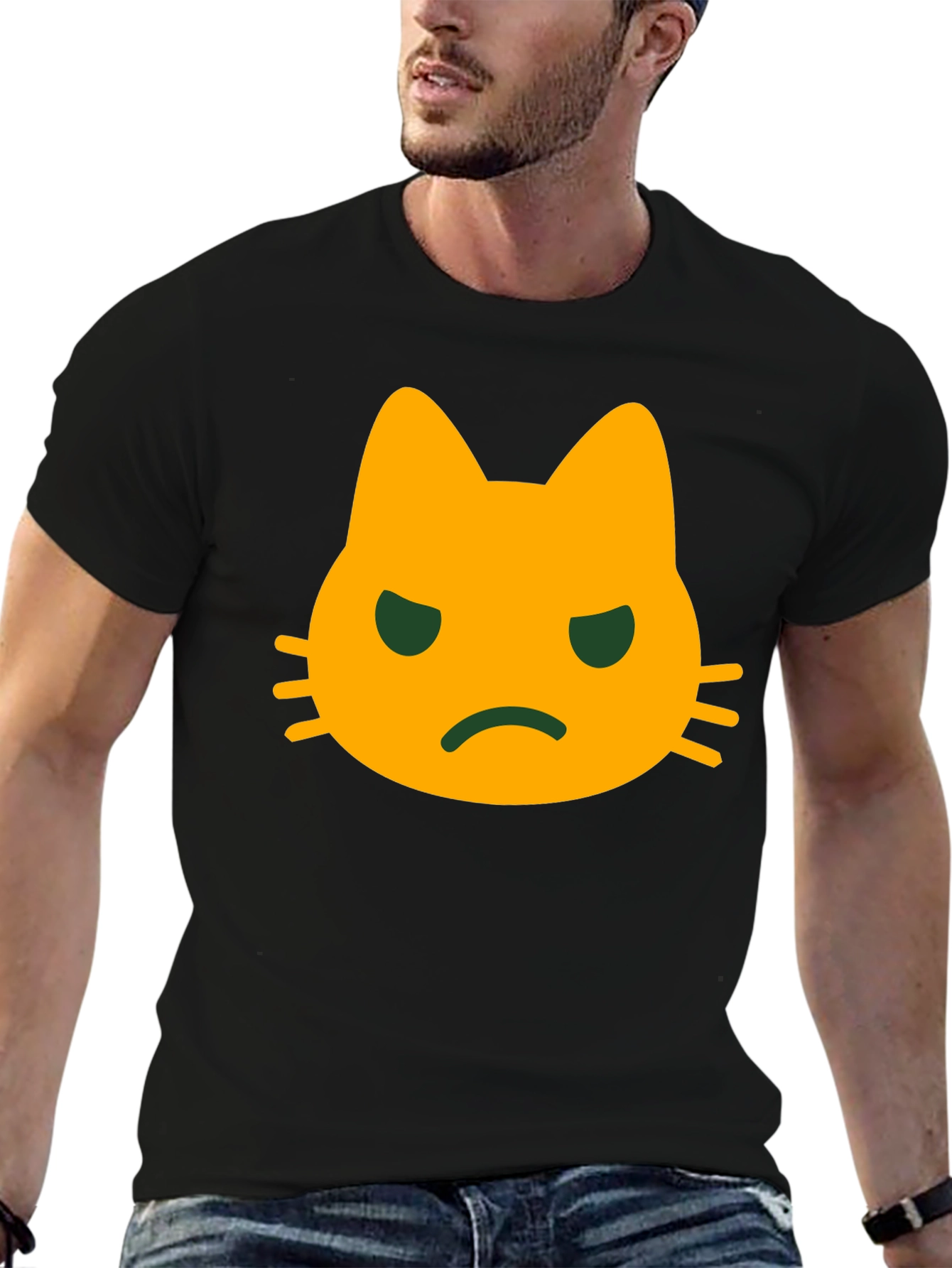 Grumpy Cat Face T-Shirt - Black Cotton Tee