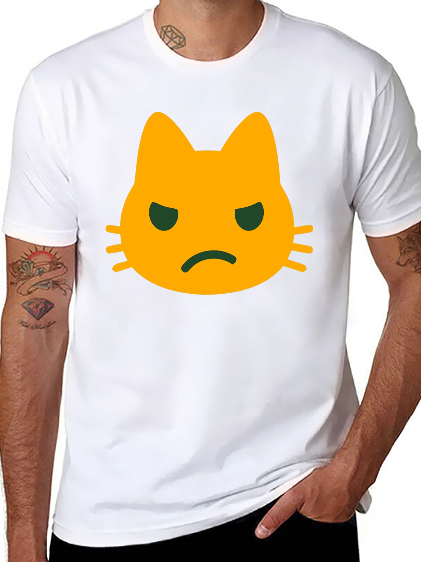 Grumpy Cat Face T-Shirt - Black Cotton Tee