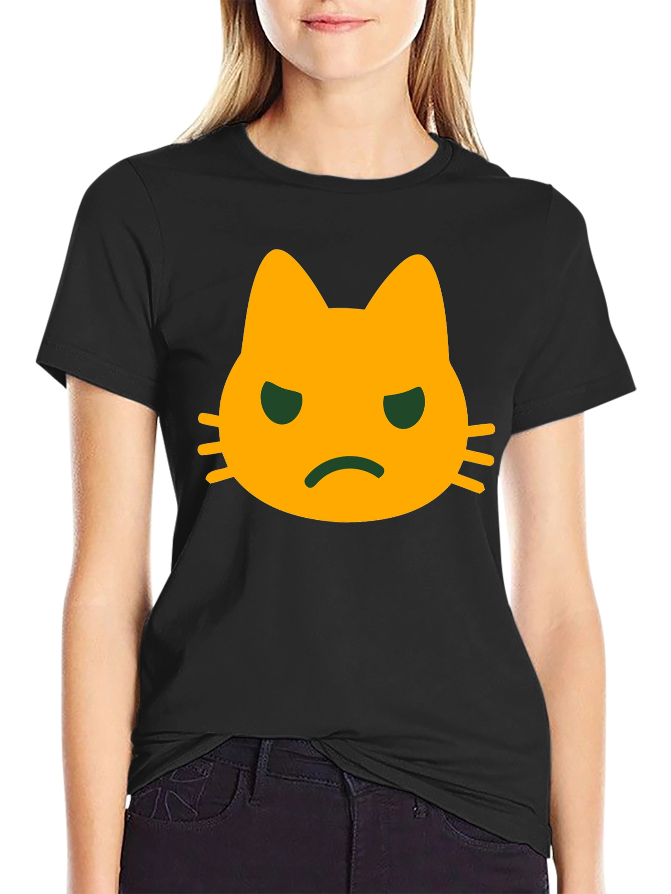 Grumpy Cat Face T-Shirt - Black Cotton Tee