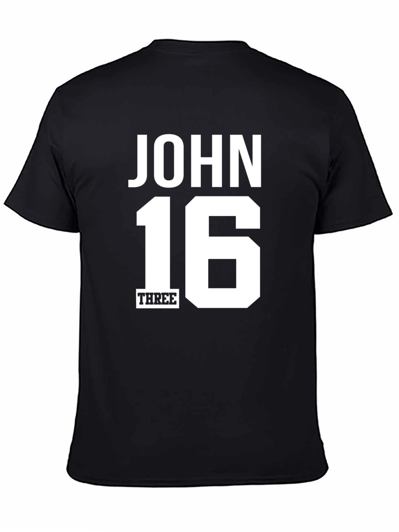 John 16 Three Graphic T-Shirt - Black Cotton Tee