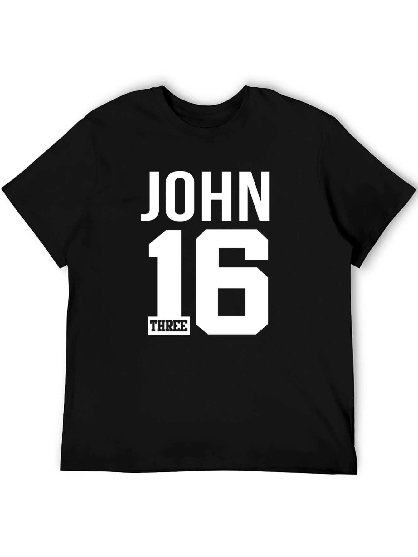 John 16 Three Graphic T-Shirt - Black Cotton Tee