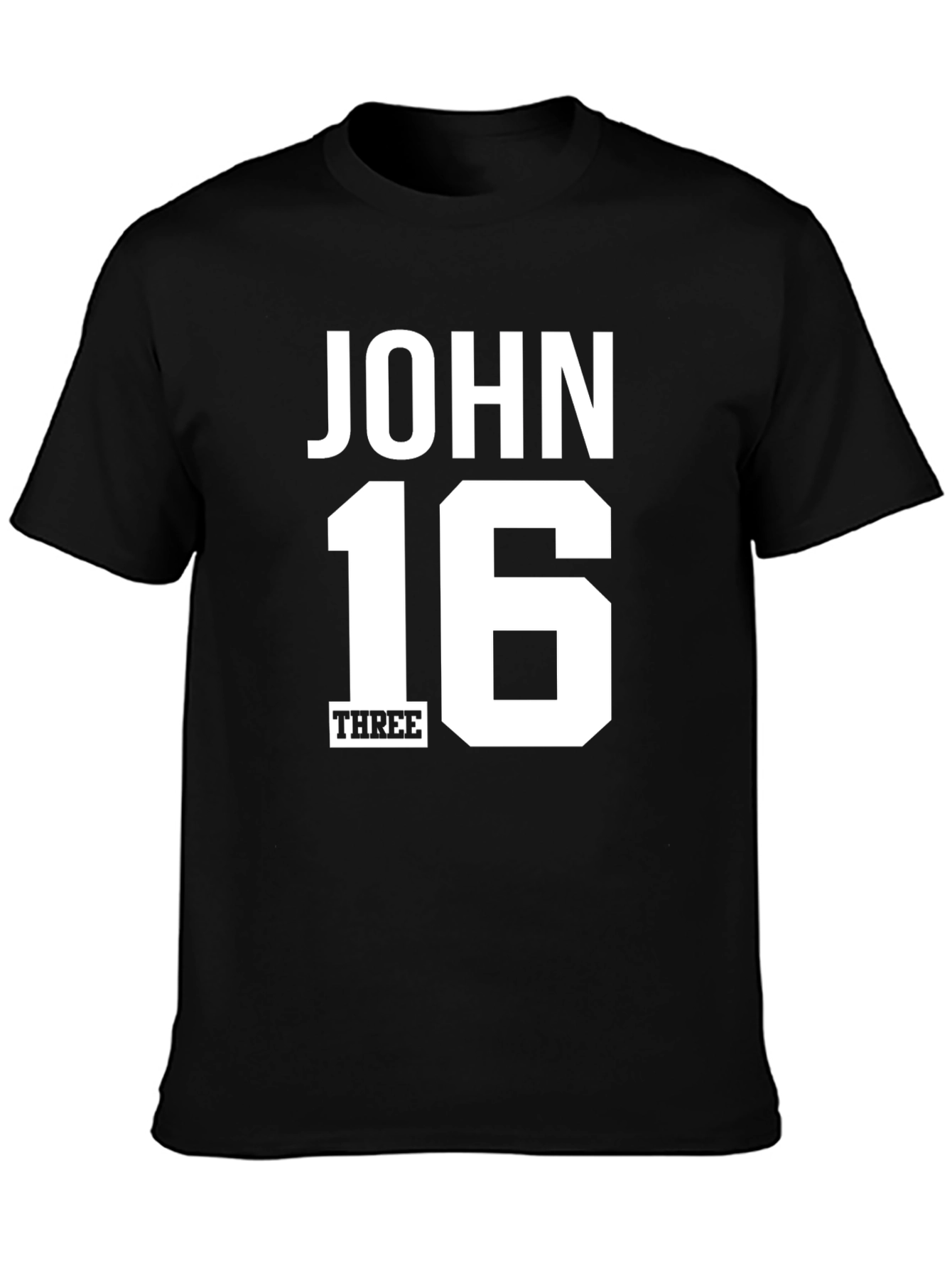 John 16 Three Graphic T-Shirt - Black Cotton Tee