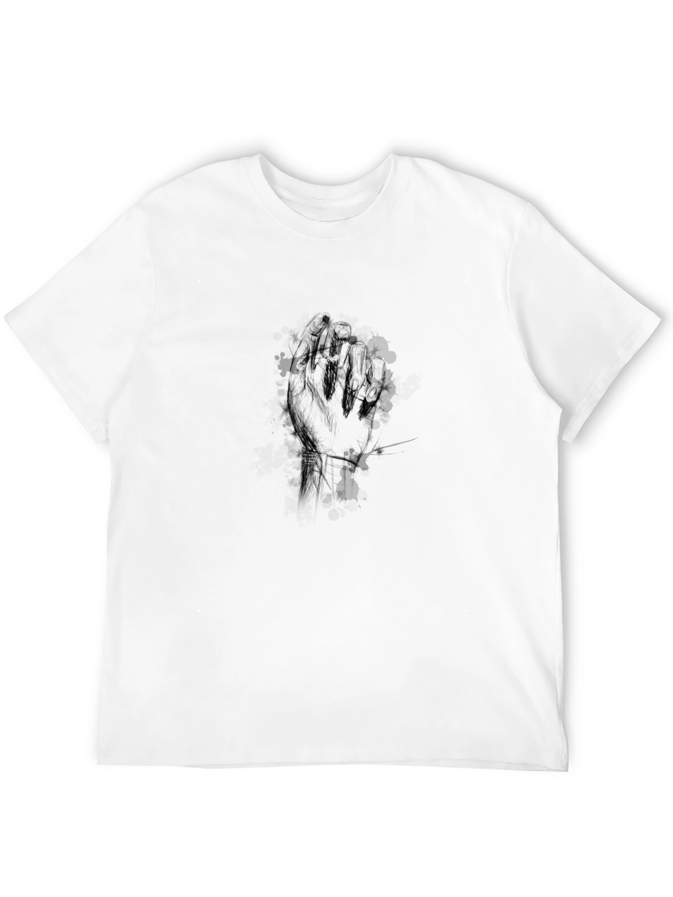 Mens Black Graphic Tee - Abstract Hand Print
