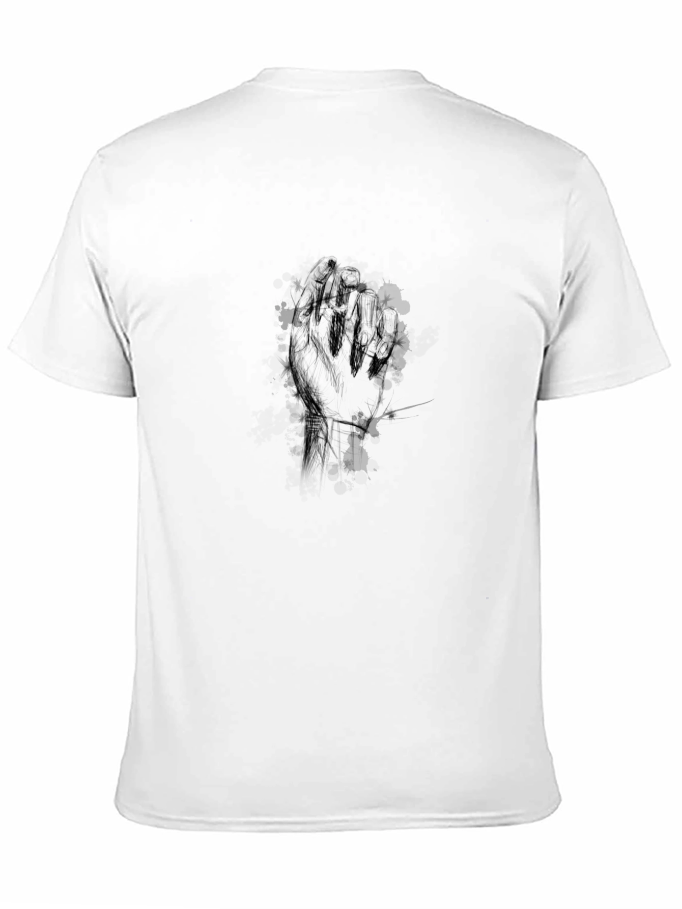 Mens Black Graphic Tee - Abstract Hand Print