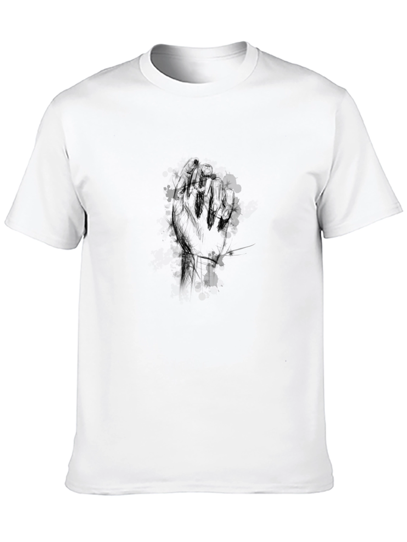 Mens Black Graphic Tee - Abstract Hand Print