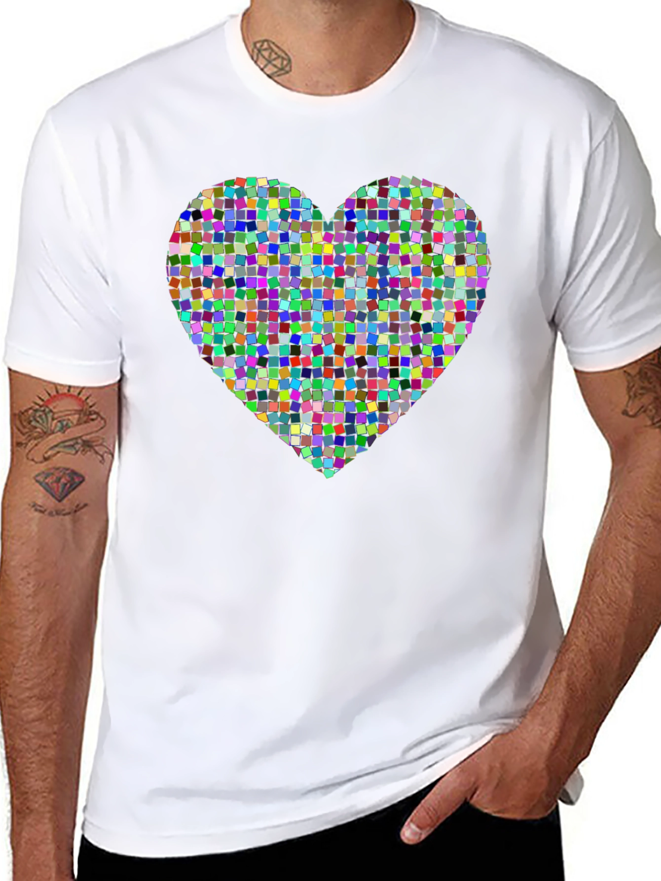 Pixel Heart Graphic Tee - Modern Black T-Shirt